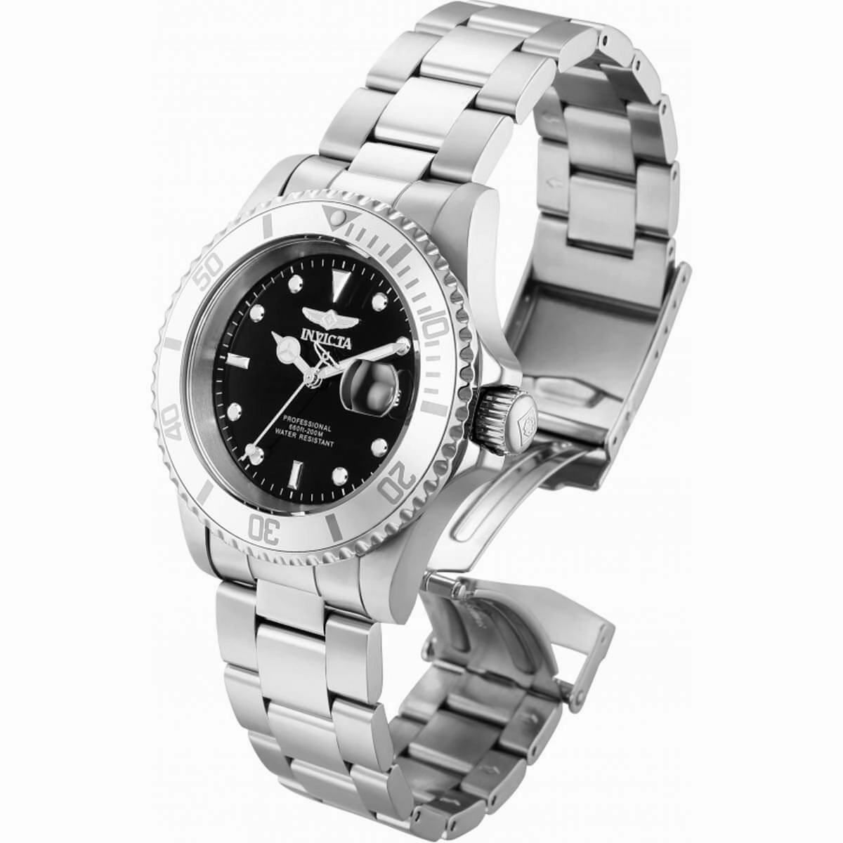 Invicta Men's Quartz Watch - Pro Diver Black Dial Stainless Steel Bracelet | 34022