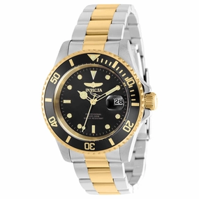 Invicta Men's Quartz Watch - Pro Diver Black Dial Two Tone Bracelet | 37158
