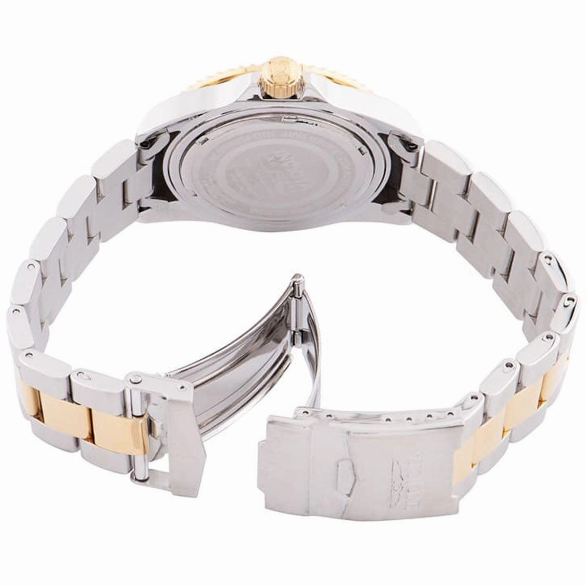 Invicta Men's Quartz Watch - Pro Diver Black Dial Two Tone Steel Bracelet | 33255