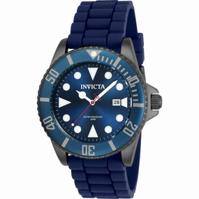Invicta Men's Quartz Watch - Pro Diver Blue Dial Gunmetal Case Silicone Strap | 90306