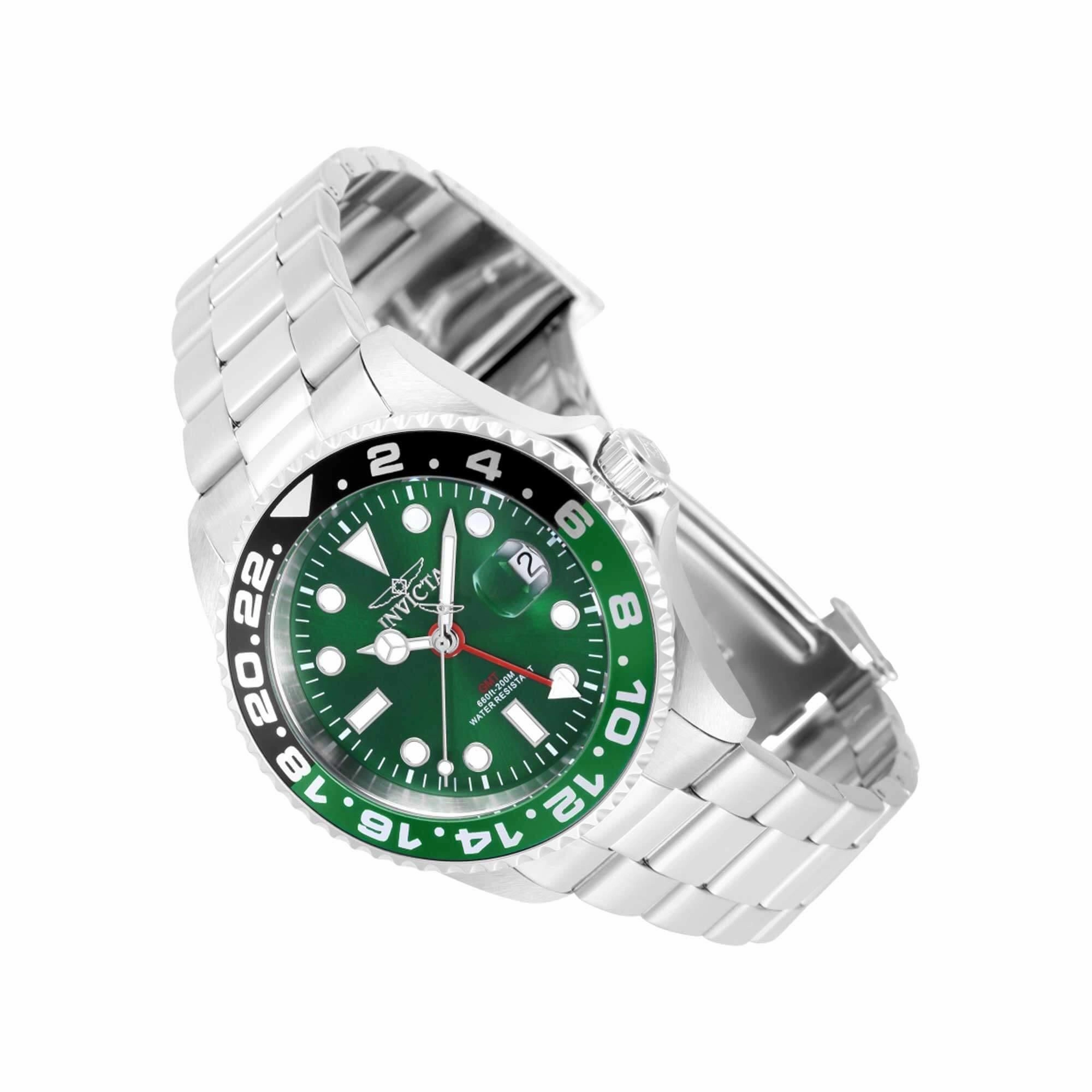 Invicta Men's Quartz Watch - Pro Diver Green and Black Bezel Silver Bracelet | 40949