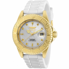 Invicta Men's Quartz Watch - Pro Diver MOP Dial White Silicone Strap | 31187