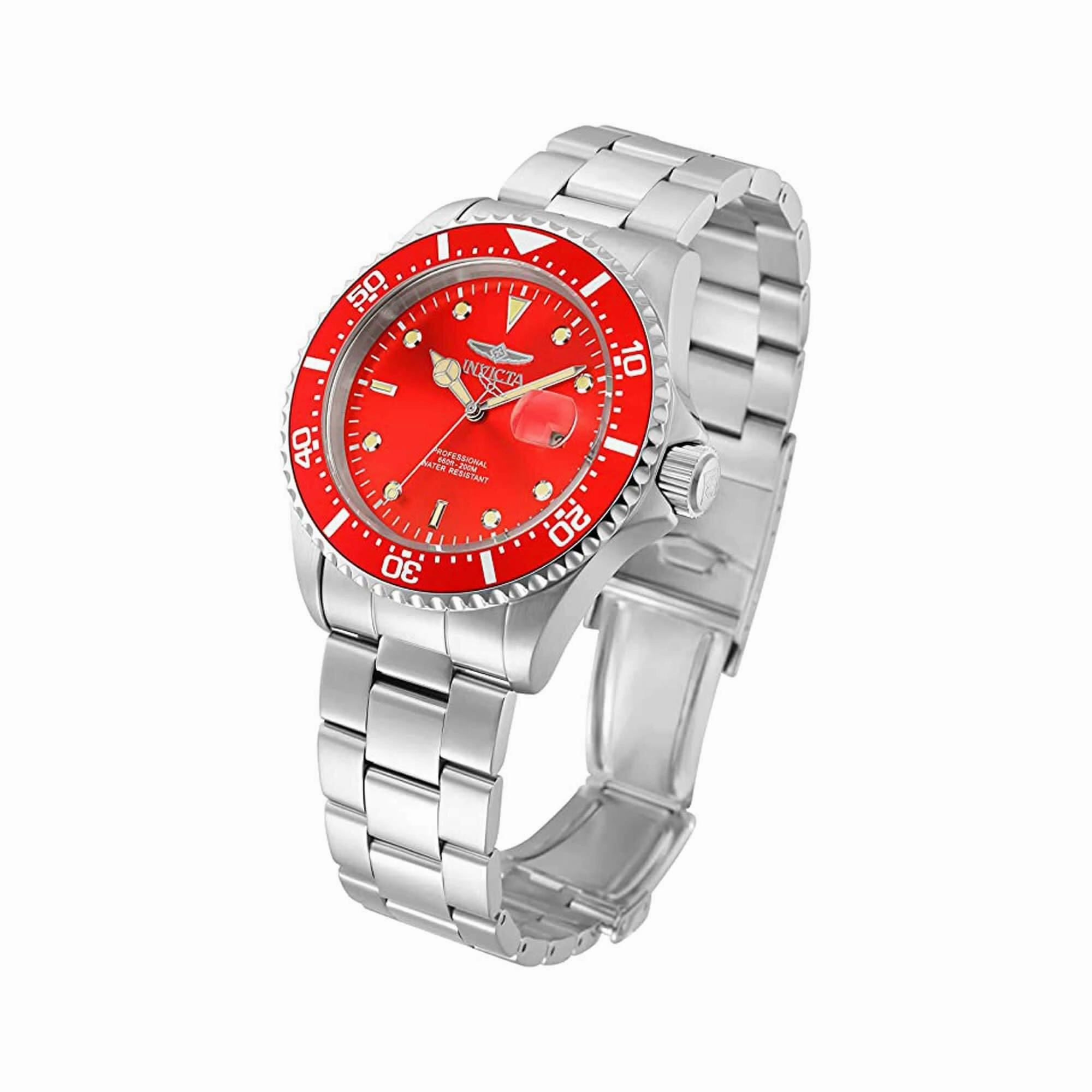 Invicta Men's Quartz Watch - Pro Diver Red Dial Stainless Steel Bracelet | 22048