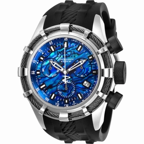 Invicta Men's Quartz Watch - Reserve Chronograph Blue Abalone Dial Black Strap | 26195