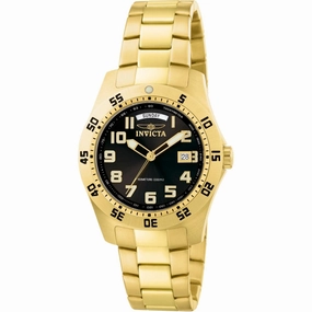 Invicta Men's Quartz Watch - Specialty Black Dial Yellow Gold Steel Bracelet | 5763