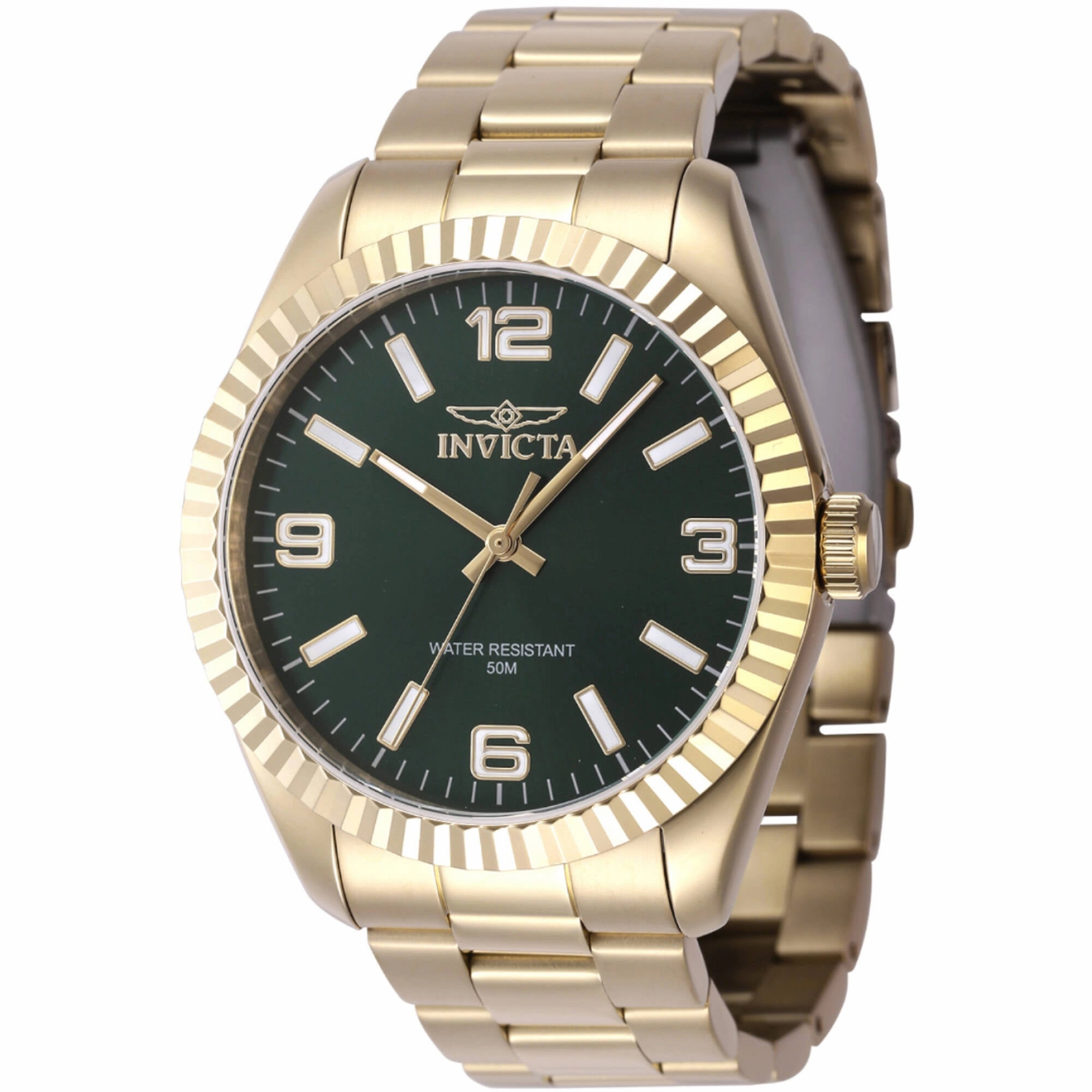 Invicta Men's Quartz Watch - Specialty Green Dial Yellow Gold Bracelet | 47459