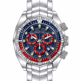 Invicta Men's Watch - Akula Quartz Chronograph Blue and Red Round Dial Bracelet | 44296