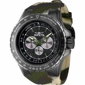 Invicta Men's Watch - Aviator Quartz Chrono Gunmetal and Green Dial Strap | 39307