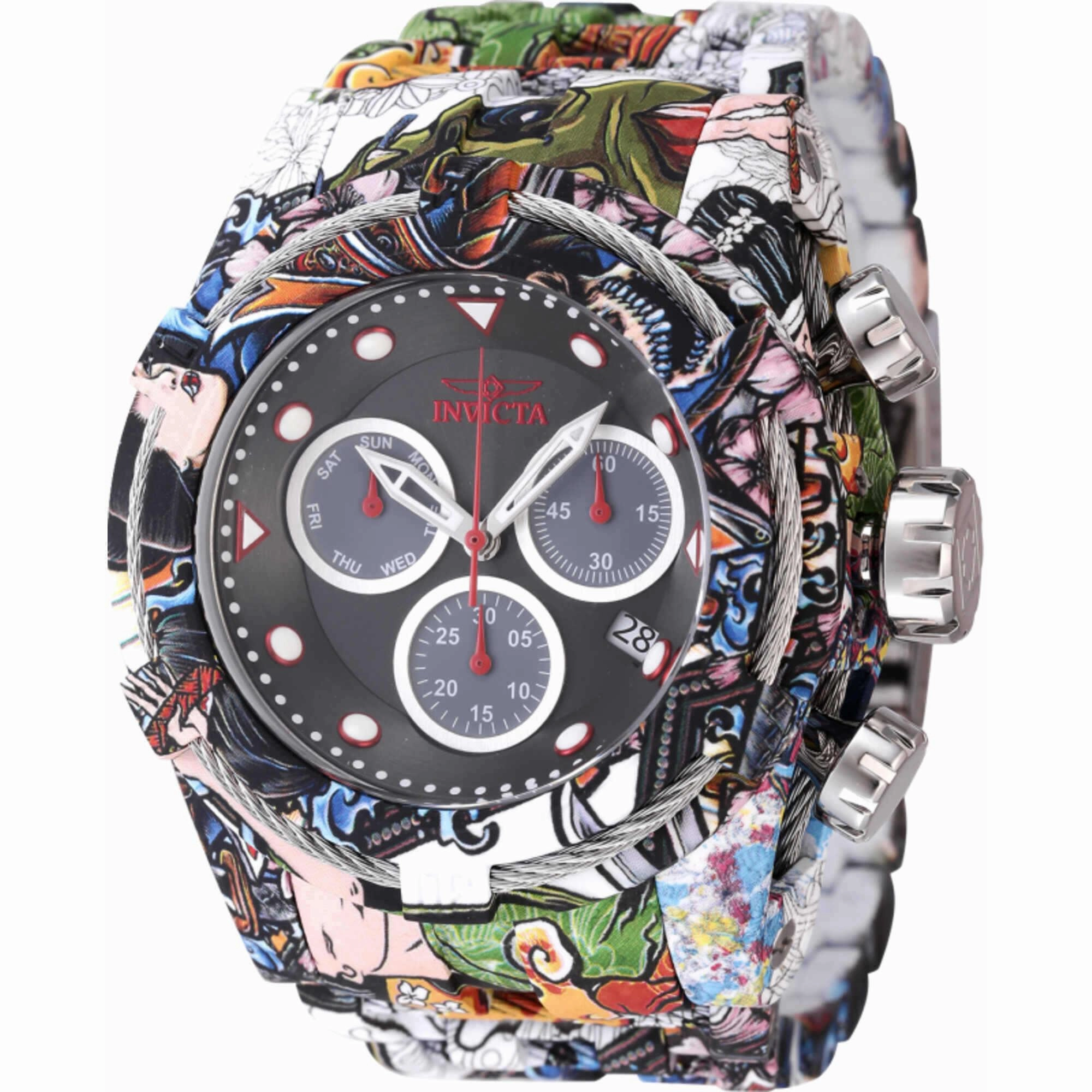 Invicta Men's Watch - Bolt Black, Grey and Silver Dial Aqua Plated Bracelet | 45490