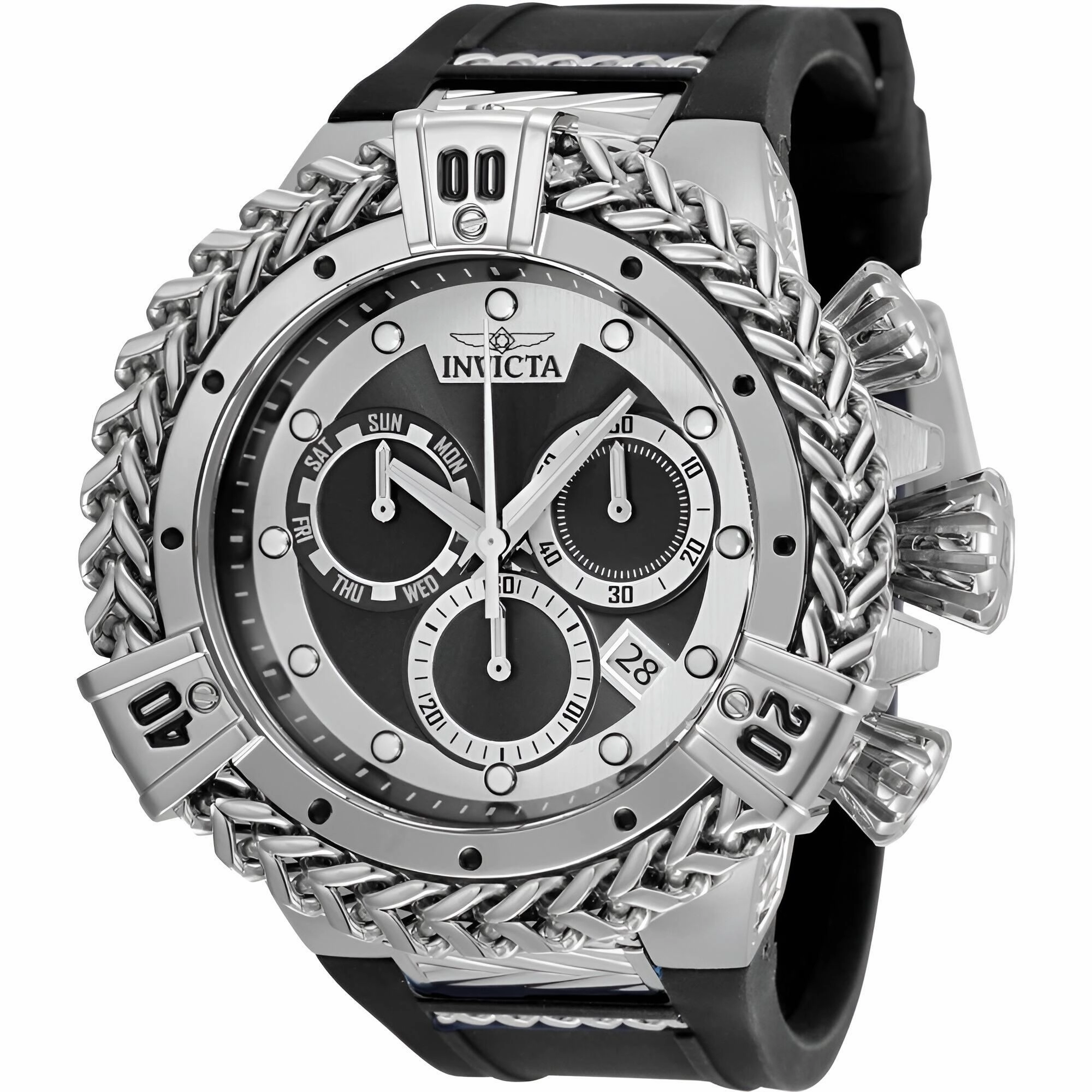 Invicta Men's Watch - Bolt Chronograph Black and Silver Tone Dial Strap Dive | 35577