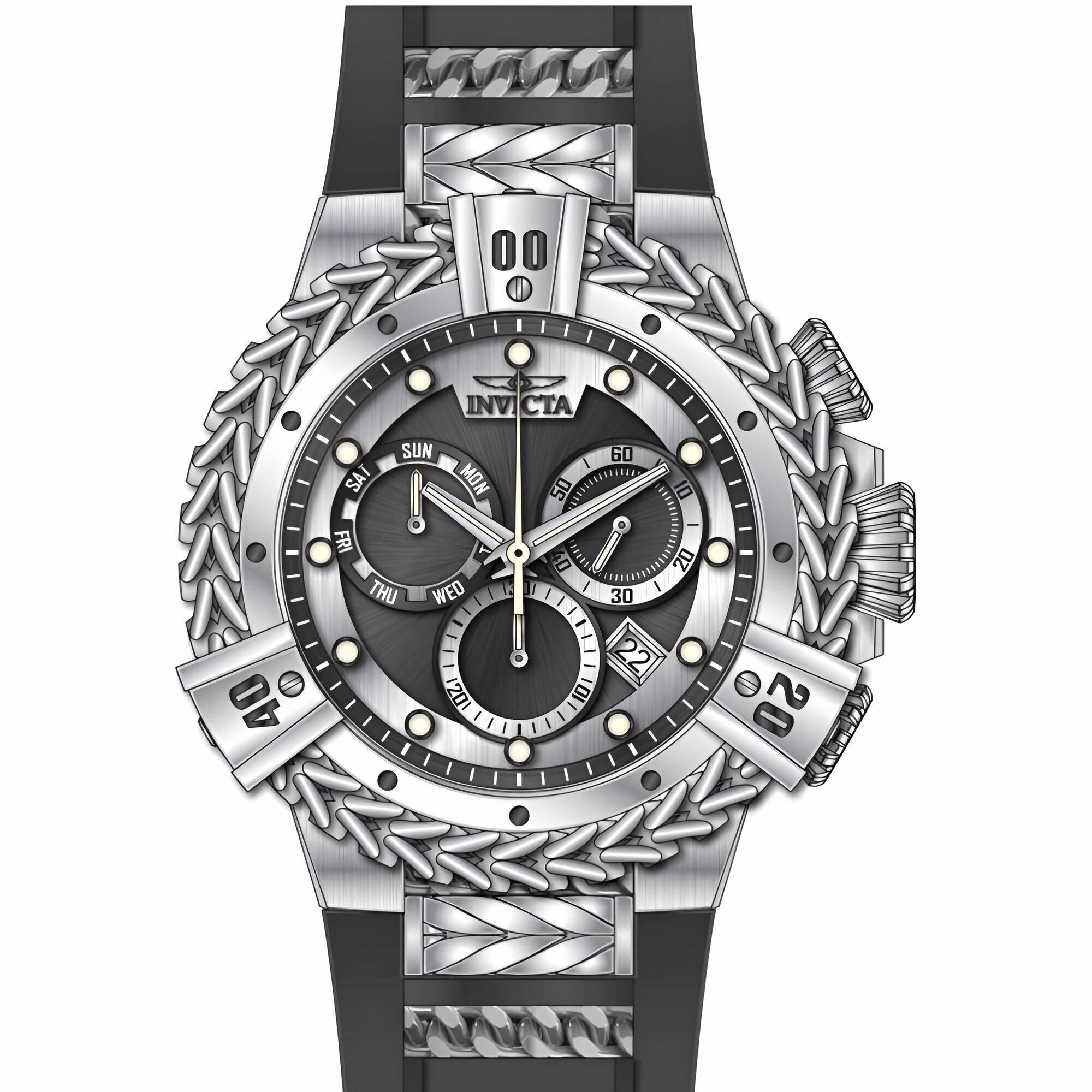 Invicta Men's Watch - Bolt Chronograph Black and Silver Tone Dial Strap Dive | 35577