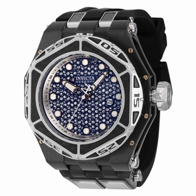 Invicta Men's Watch - Carbon Hawk Automatic Silver and Blue Dial Rubber Strap | 38911