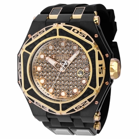 Invicta Men's Watch - Carbon Hawk Automatic Silver and Gold Dial Rubber Strap | 38912