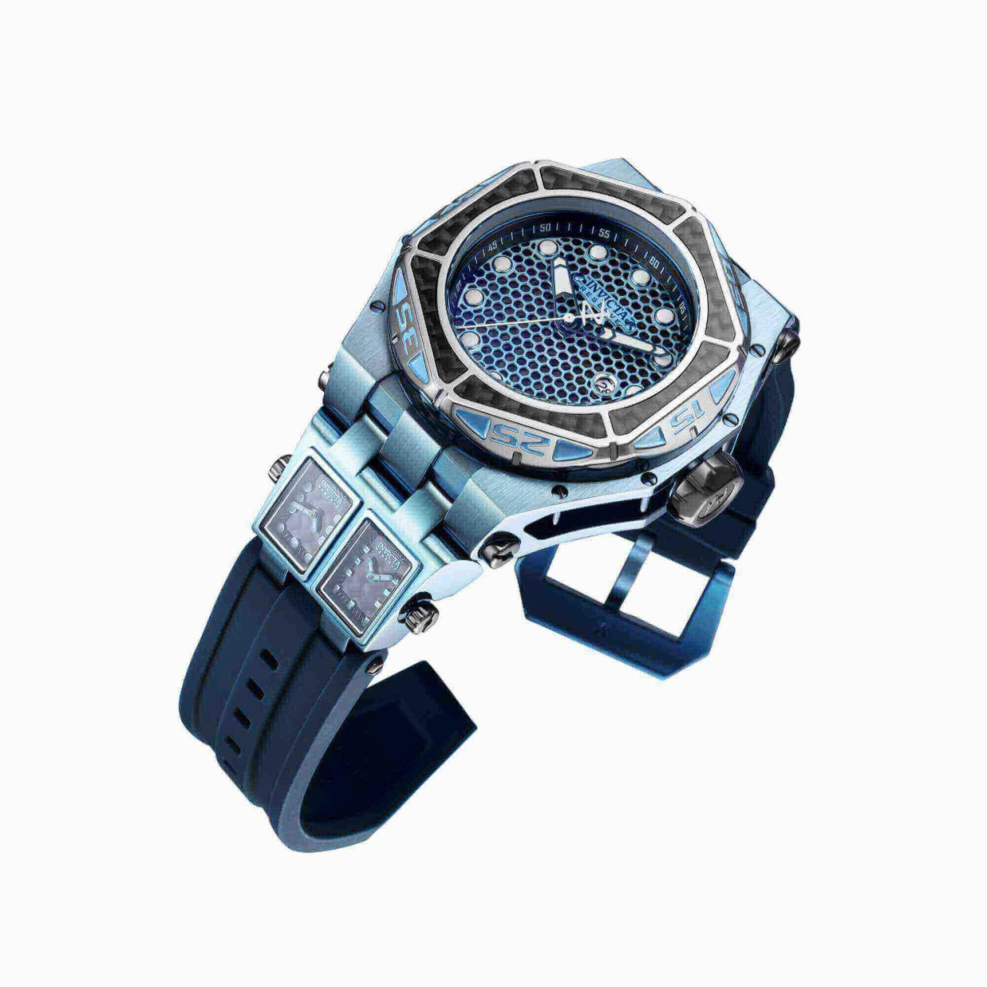 Invicta Men's Watch - Carbon Hawk Black Carbon Fiber and Blue Rubber Strap | 38910