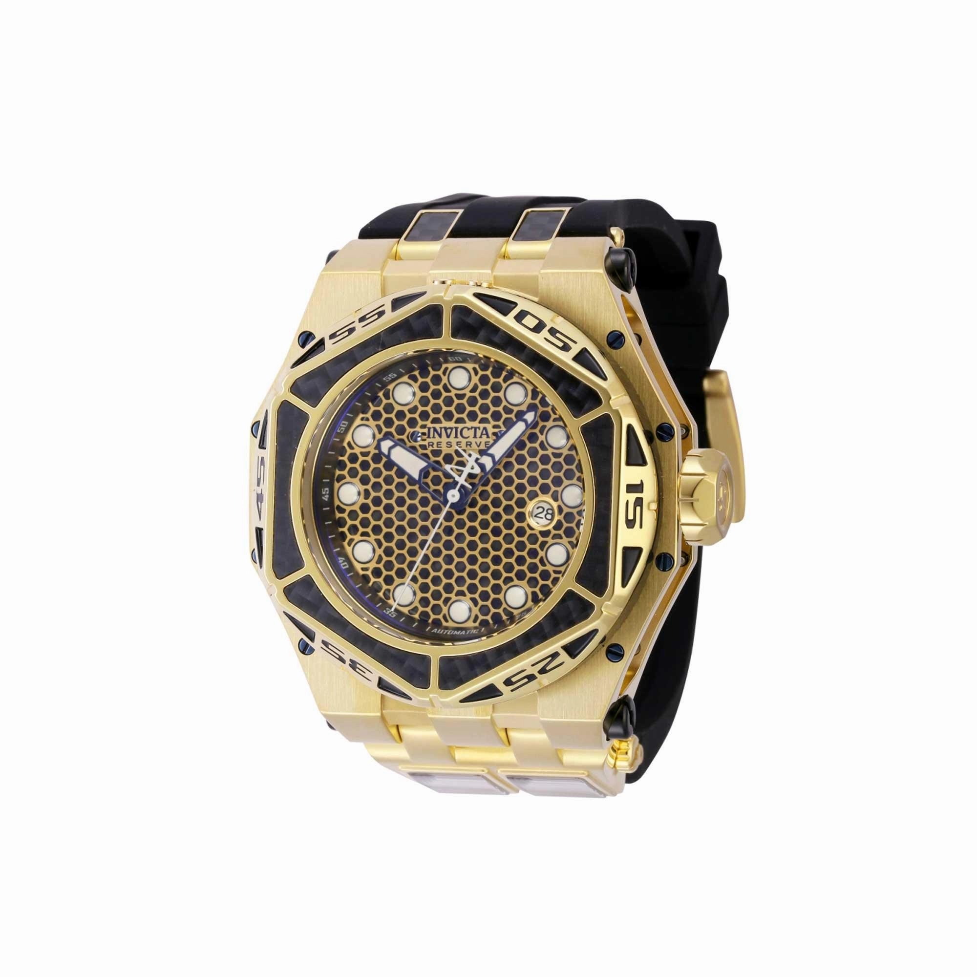 Invicta Men's Watch - Carbon Hawk Black Carbon Fiber and Gold Dial Strap | 38909