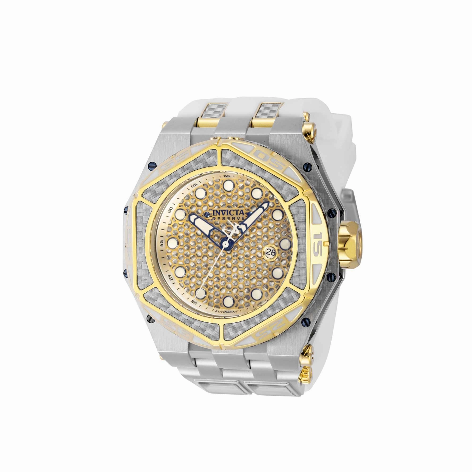 Invicta Men's Watch - Carbon Hawk Silver Glass Fiber and Gold Dial Strap | 38908