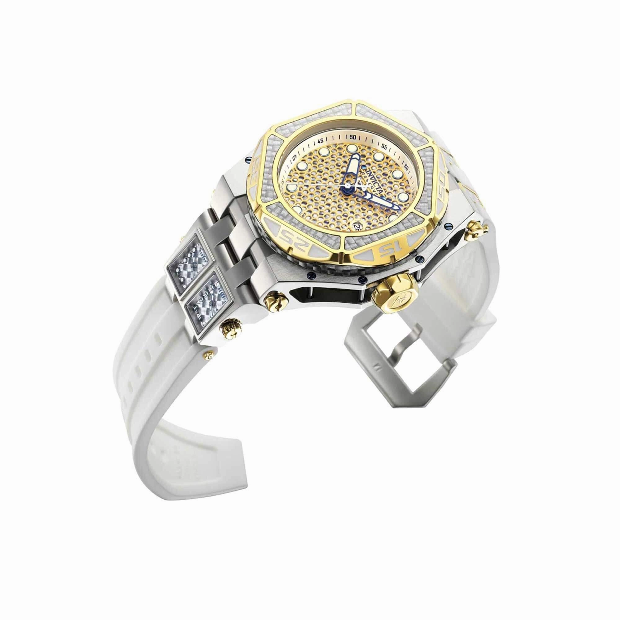 Invicta Men's Watch - Carbon Hawk Silver Glass Fiber and Gold Dial Strap | 38908