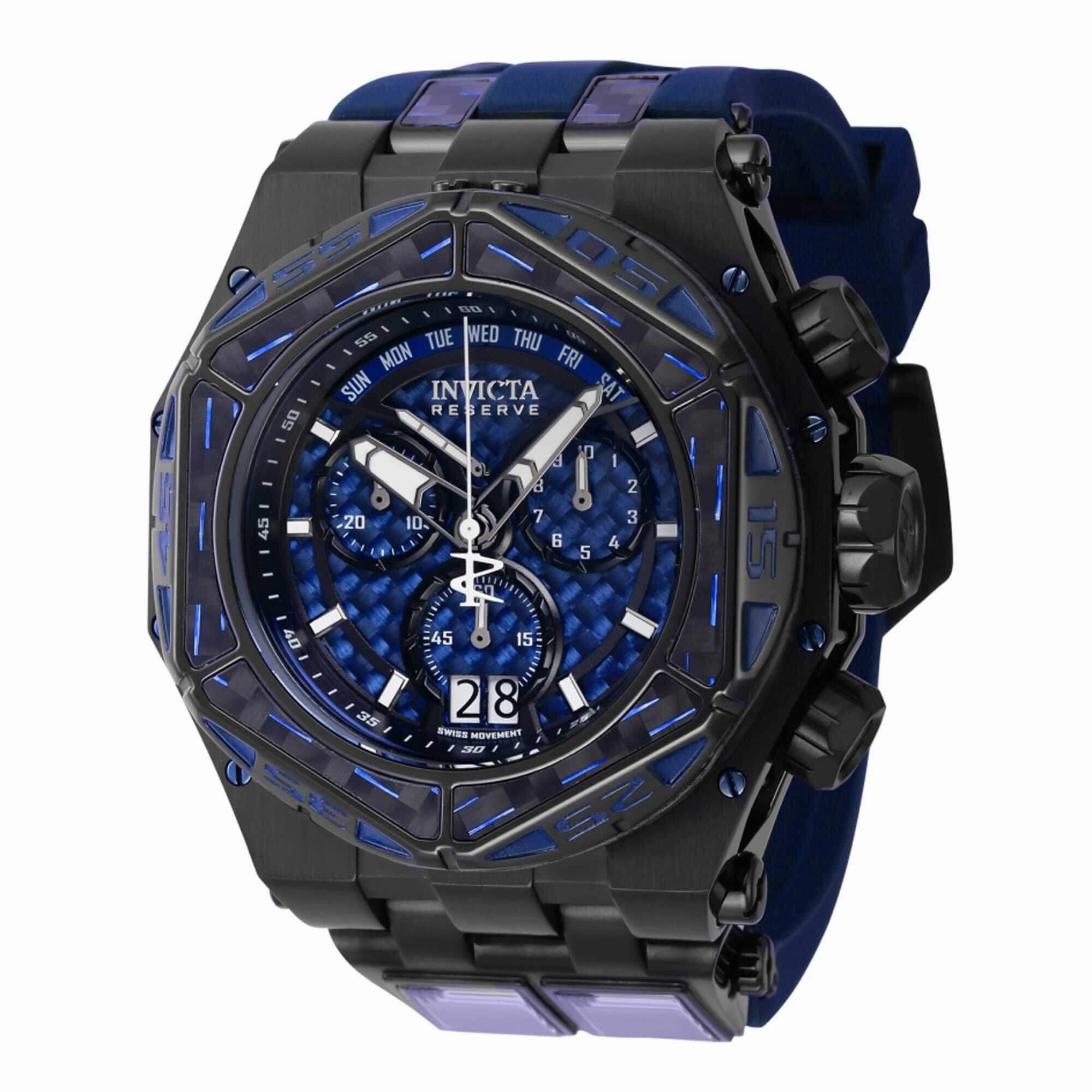 Invicta Men's Watch - Carbon Hawk Swiss Quartz Chrono Black and Blue Dial | 38894