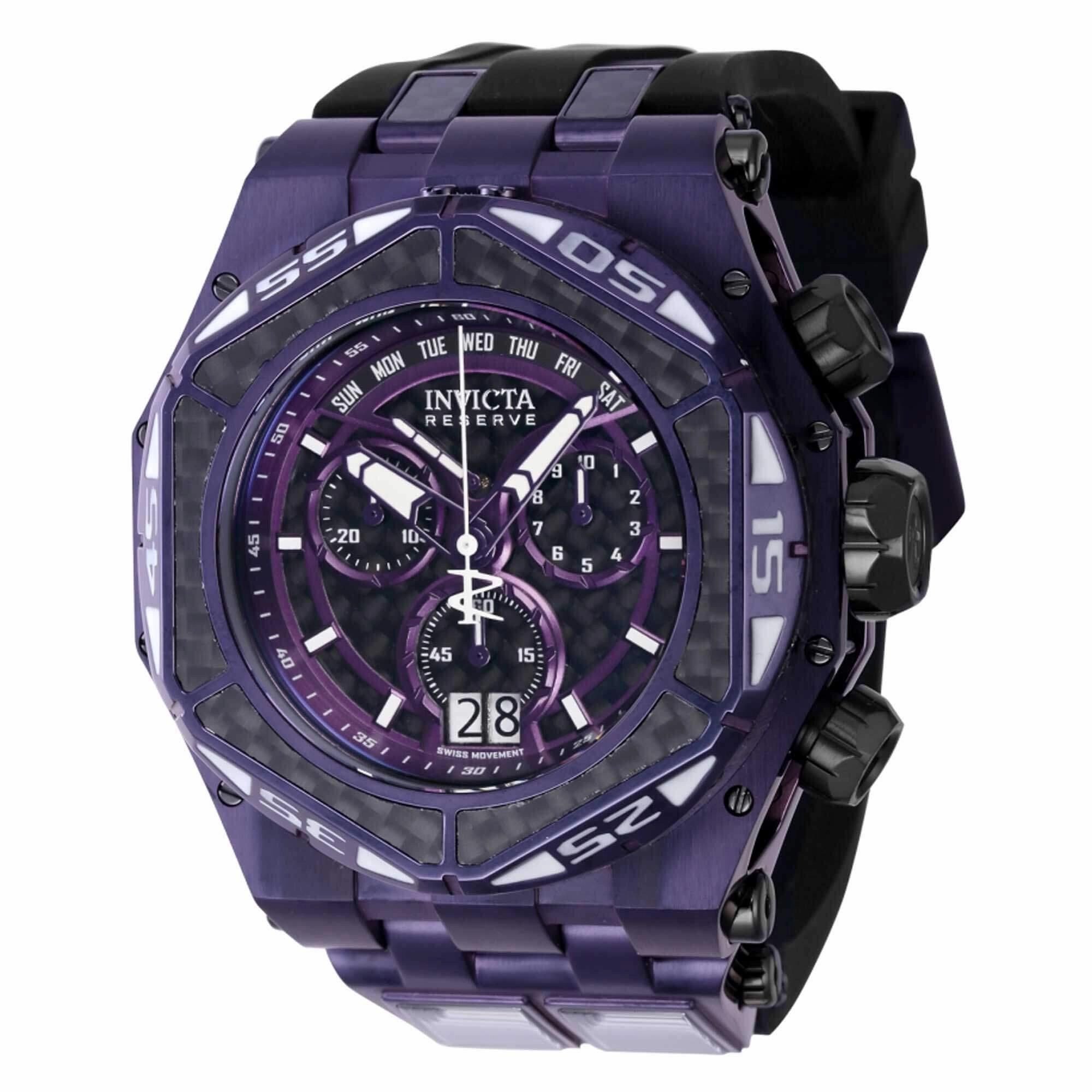 Invicta Men's Watch - Carbon Hawk Swiss Quartz Chrono Purple and Black Dial | 38901