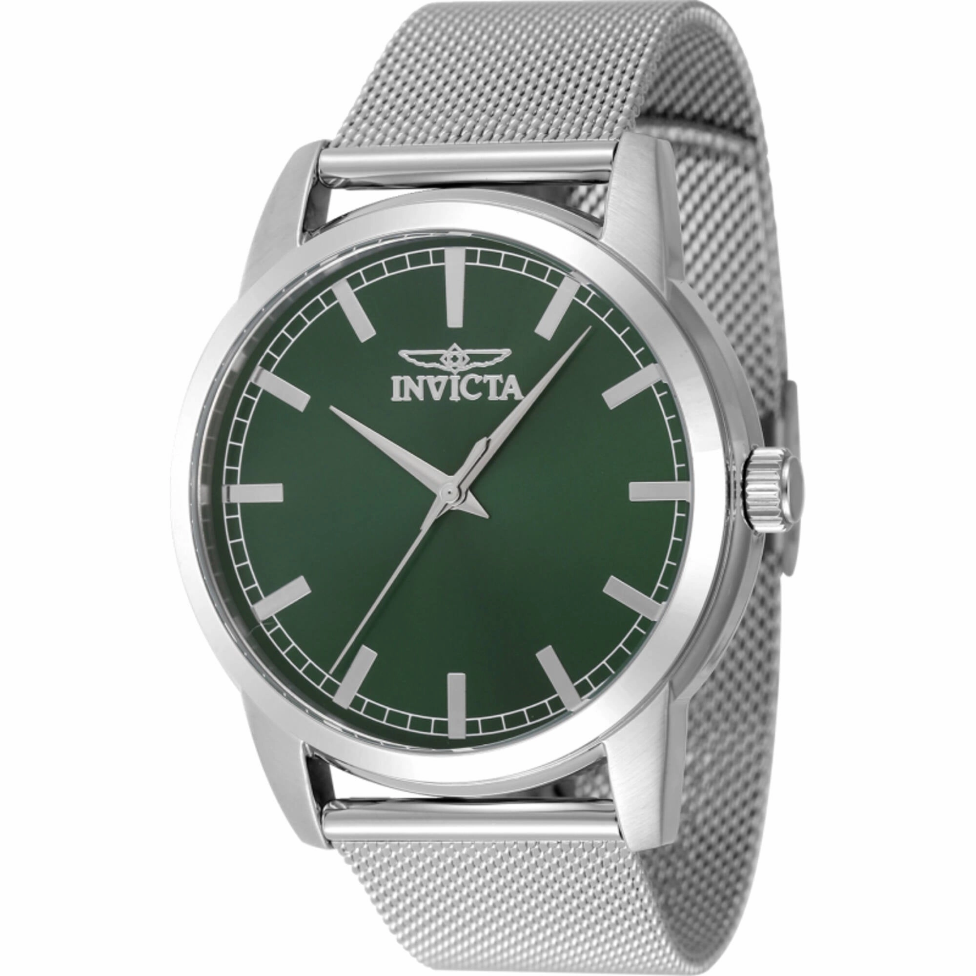 Invicta Men's Watch - Celestial Quartz Green Dial Silver Tone Mesh Bracelet | 48507