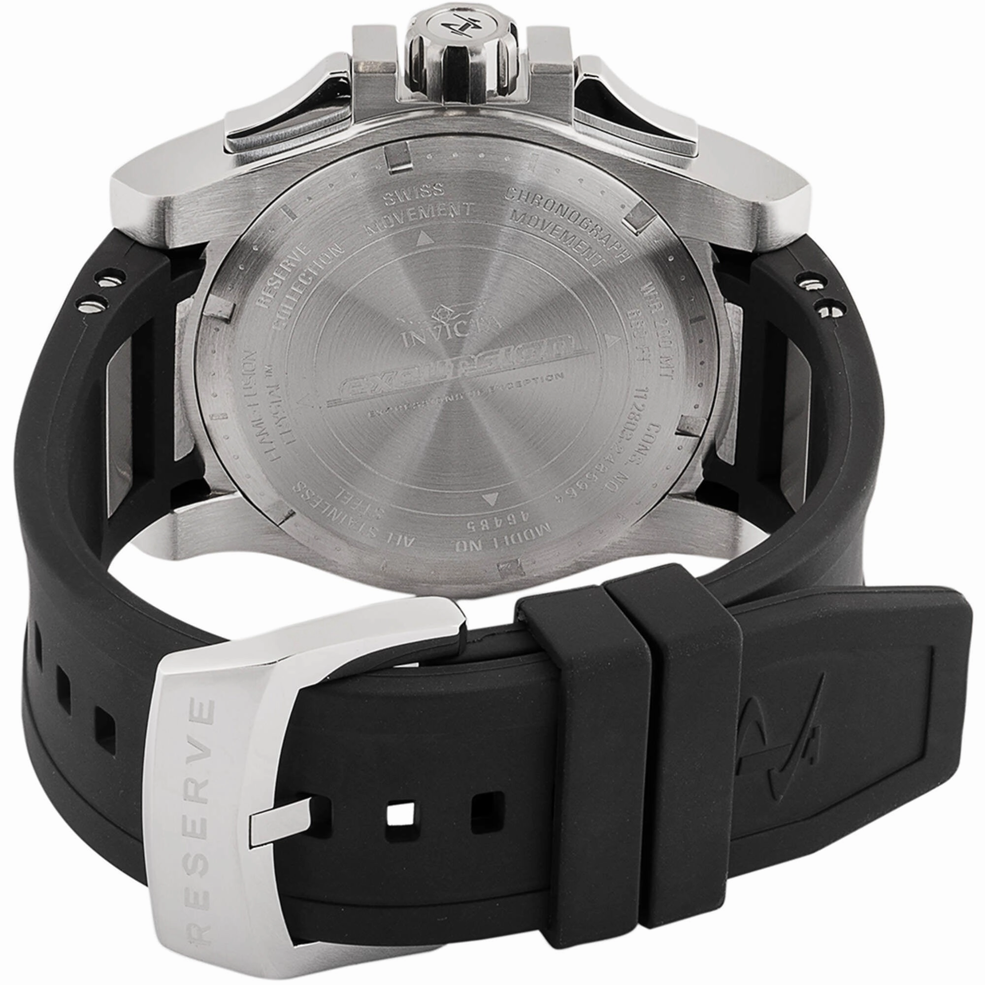 Invicta Men's Watch - Excursion Quartz Black/Silver Tone Rubber/Steel Strap | 46485