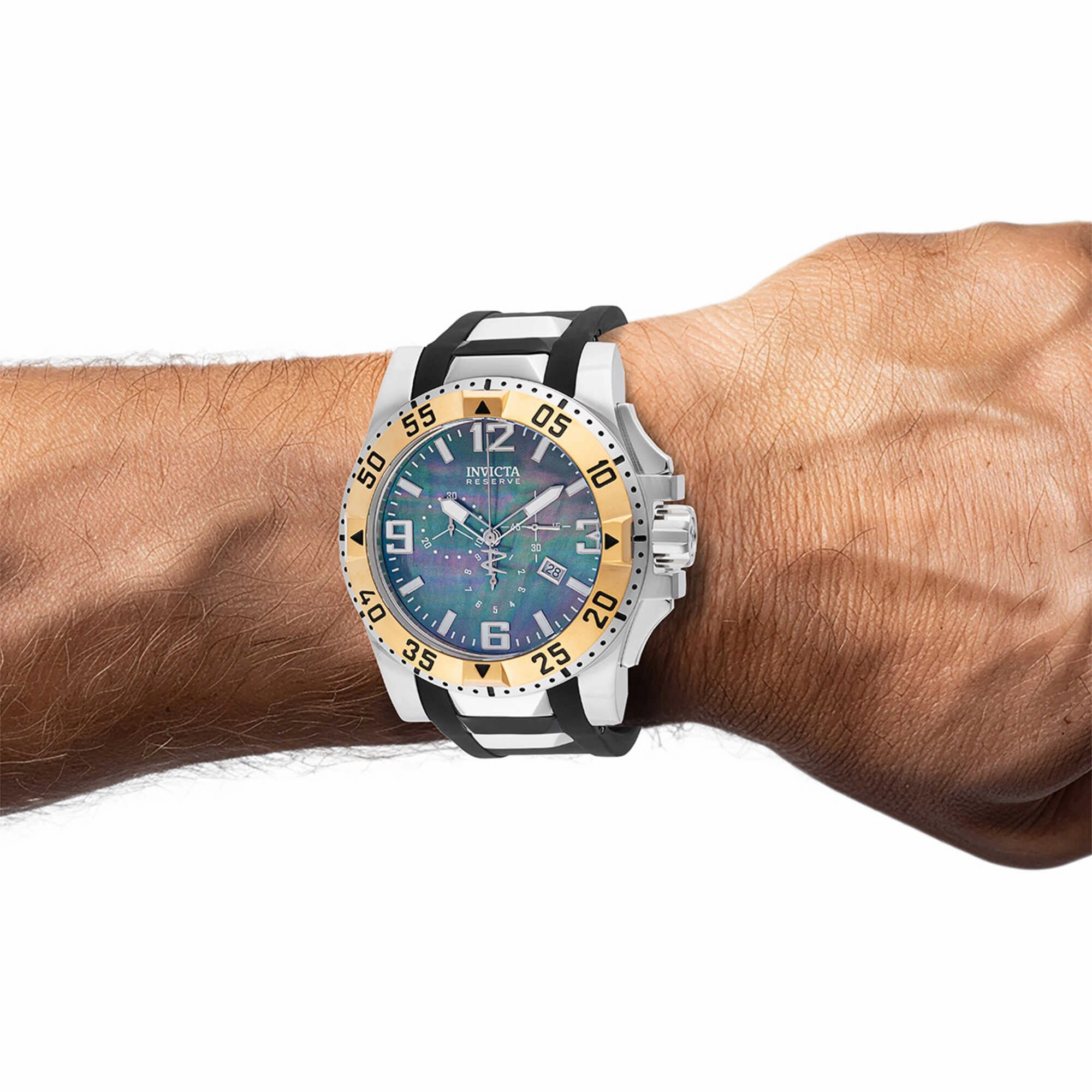 Invicta Men's Watch - Excursion Quartz Black/Silver Tone Rubber/Steel Strap | 46485