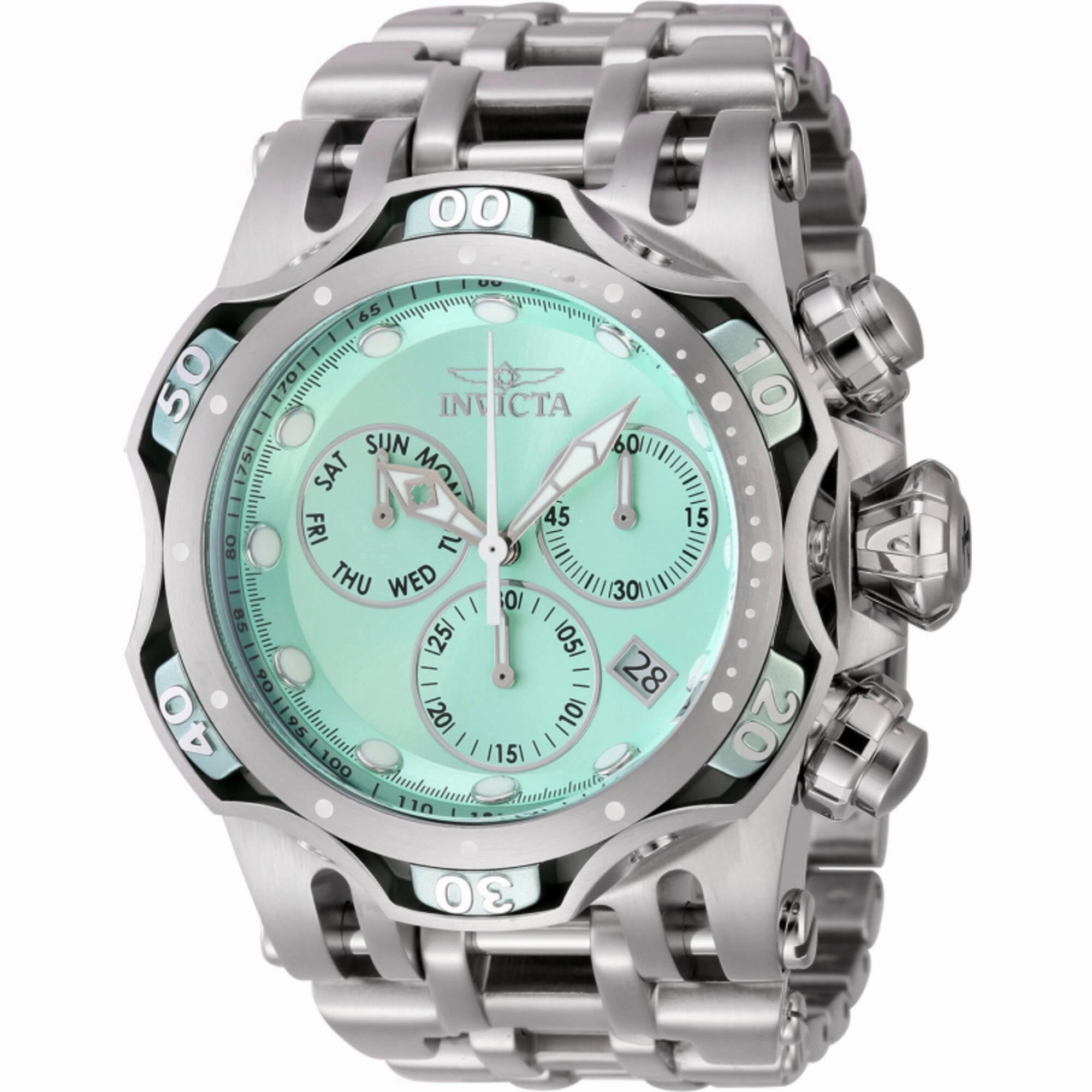 Invicta Men's Watch - Fusion Quartz Chronograph Turquoise Dial Steel Bracelet | 45658