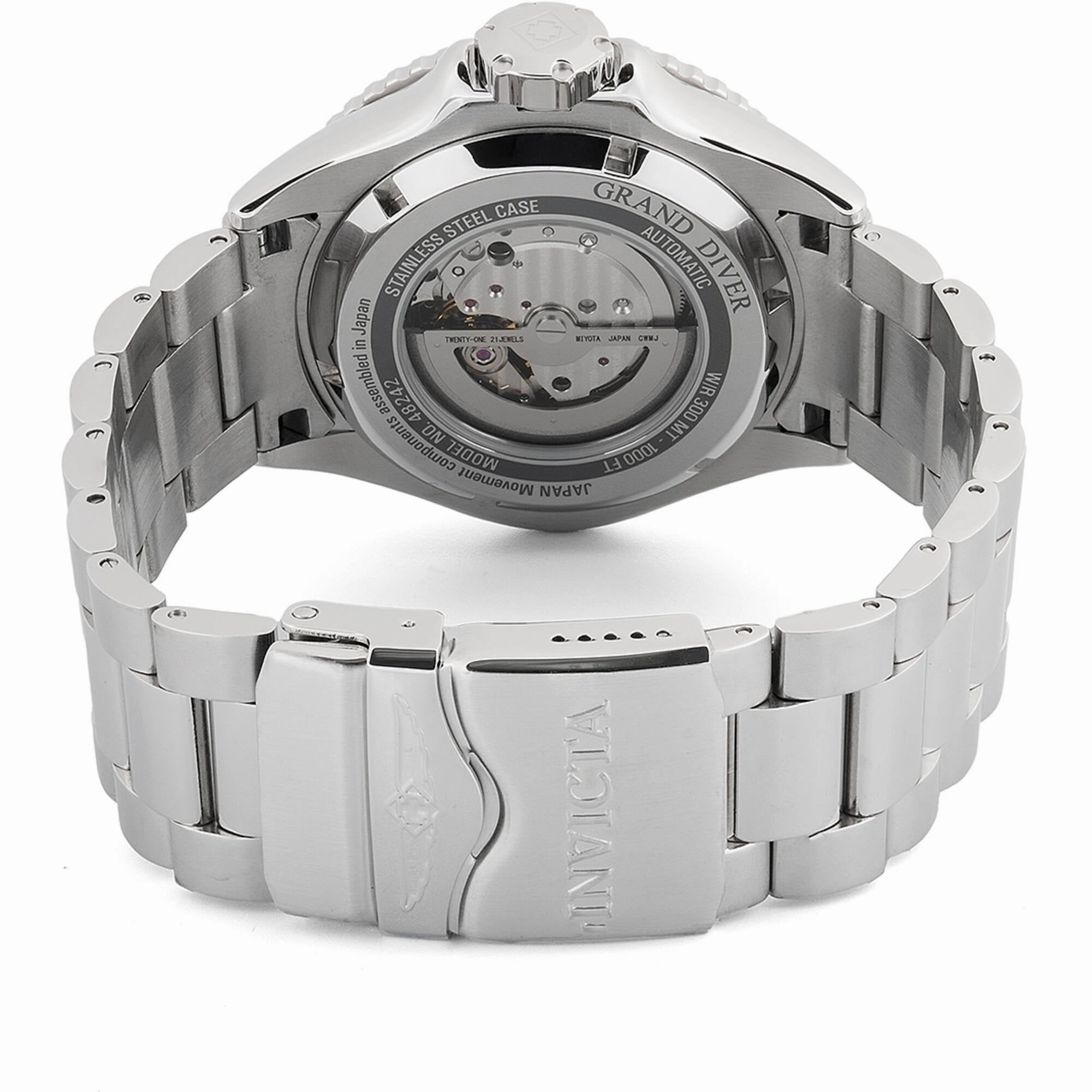Invicta Men's Watch - Grand Diver Automatic Silver and Black Dial Bracelet | 48242