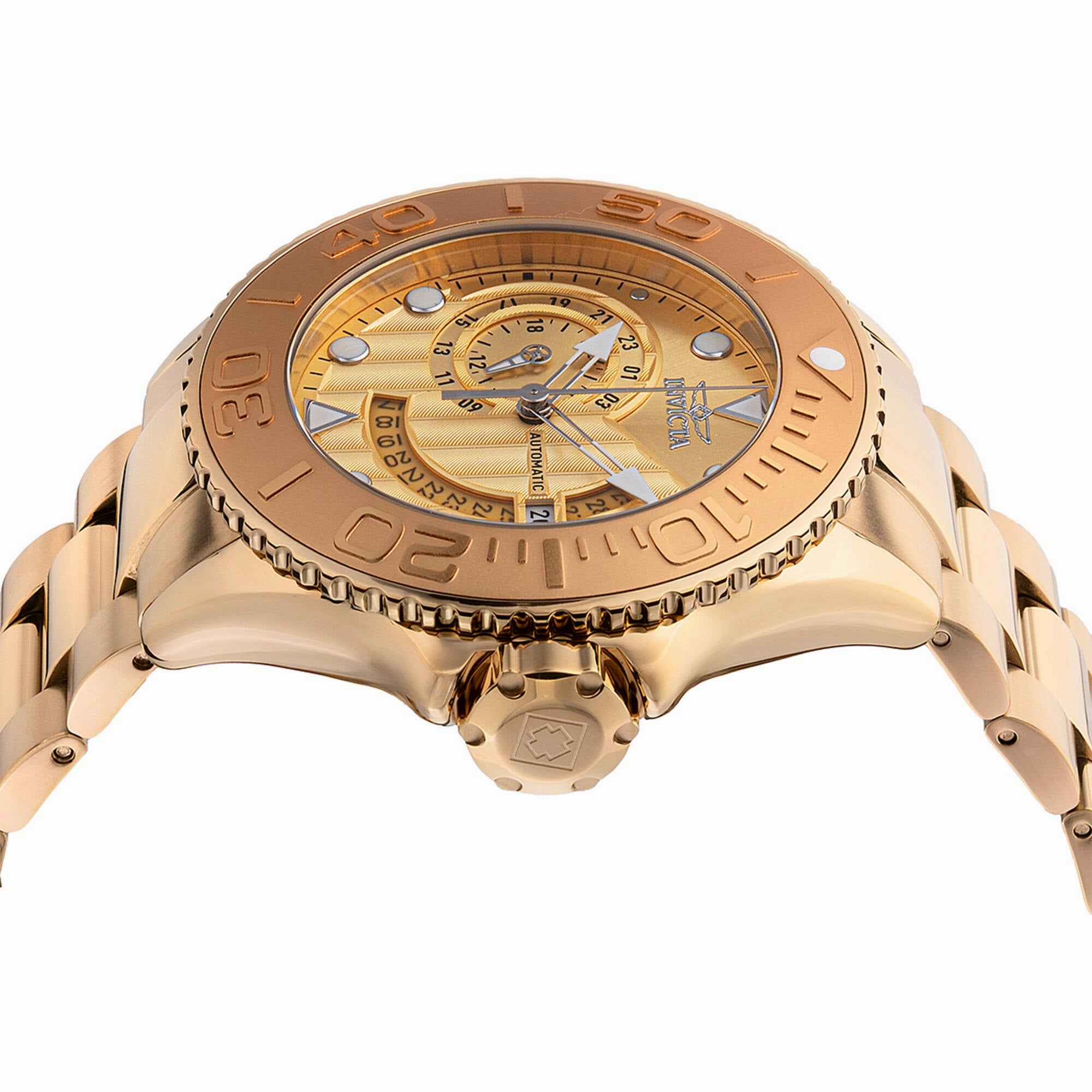 Invicta Men's Watch - Grand Diver Automatic Yellow Gold Steel Bracelet Dive | 48244