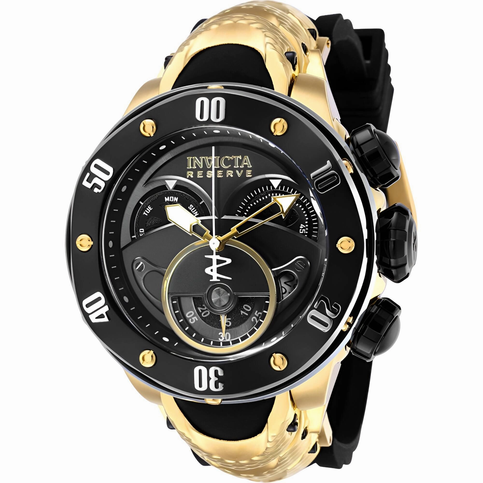 Invicta Men's Watch - Kraken Chrono Yellow Gold Steel and Black Rubber Strap | 36331