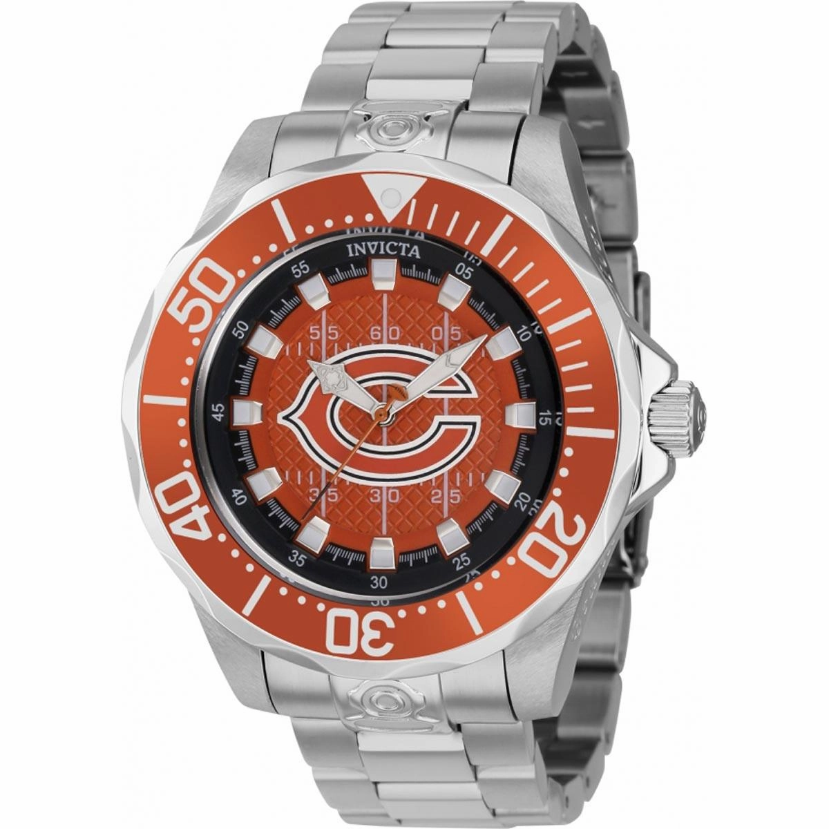 Invicta Men's Watch - NFL Chicago Bears Dial Rotating Bezel Silver Bracelet | 42125