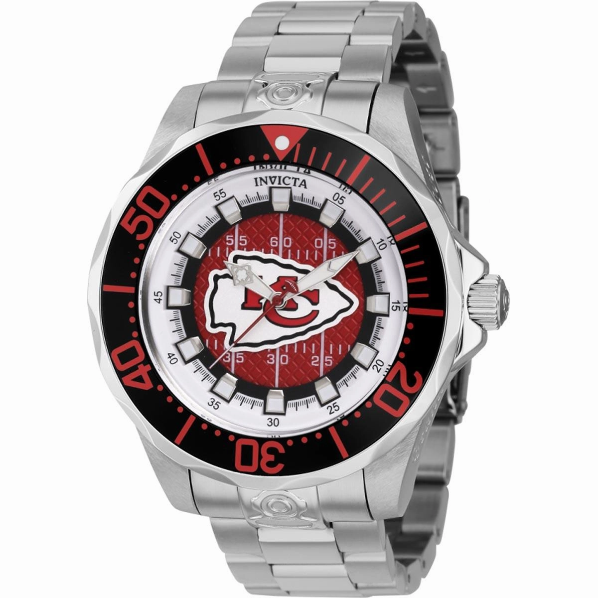 Invicta Men's Watch - NFL Kansas City Chiefs Dial Rotating Bezel SS Bracelet | 42121