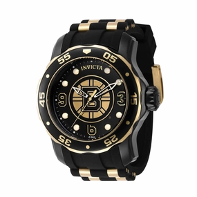 Invicta Men's Watch - NHL Boston Bruins Rotating Bezel Black Silicone Strap | 42320