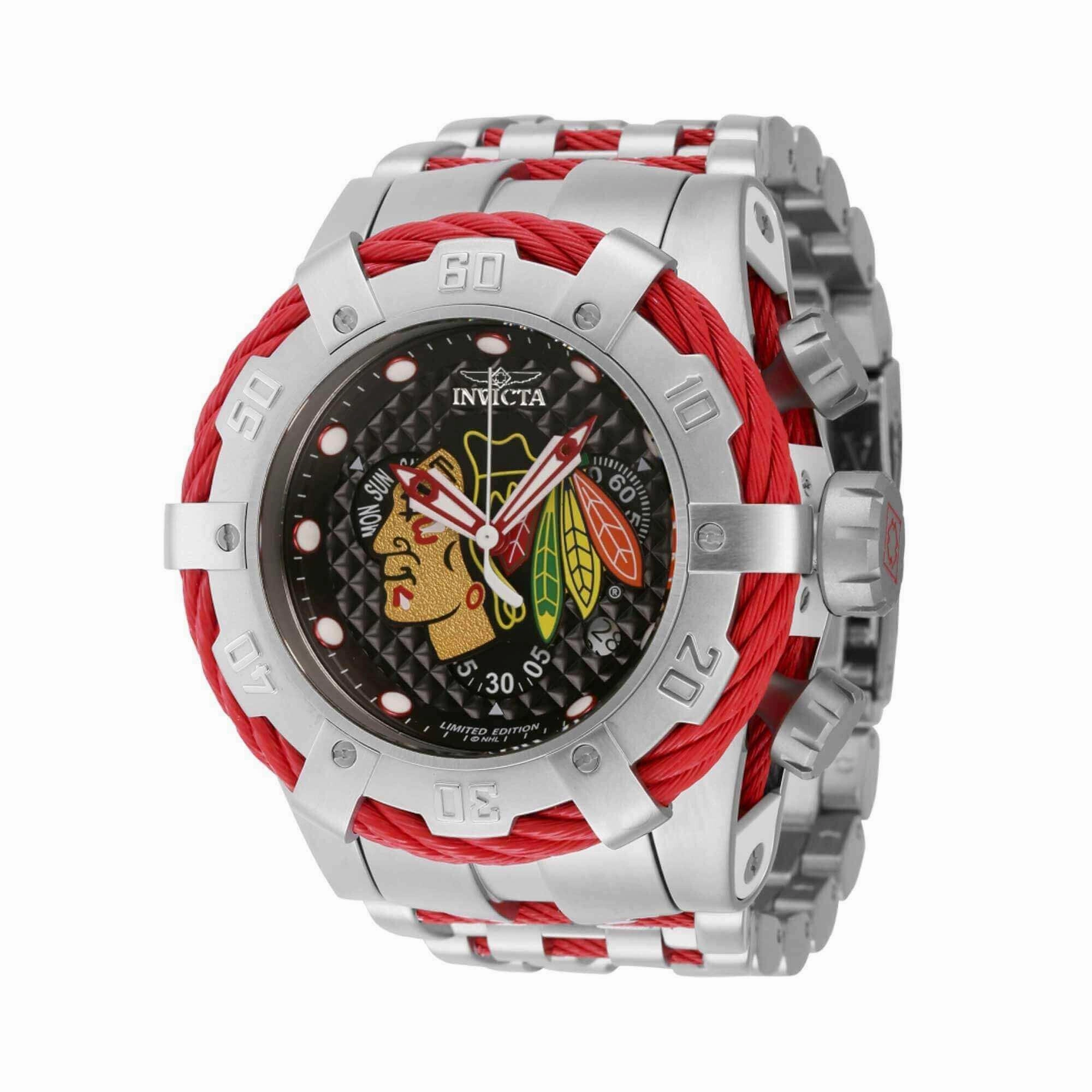 Invicta Men's Watch - NHL Chicago Blackhawks Red and Silver Steel Bracelet | 42013
