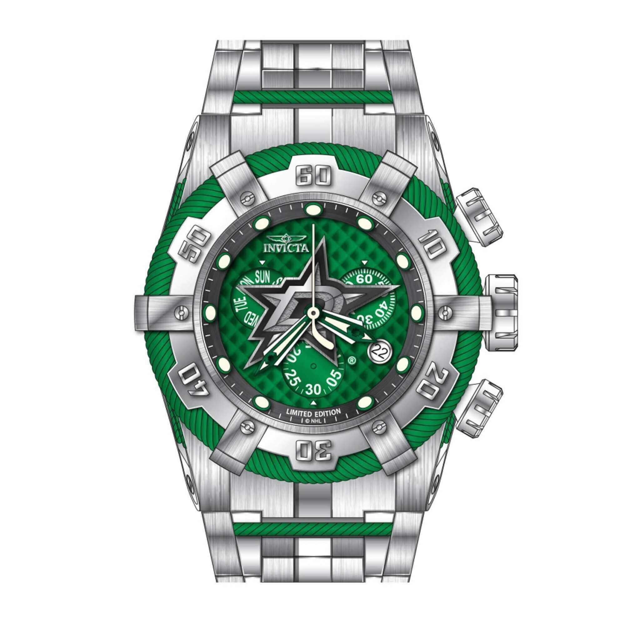 Invicta Men's Watch - NHL Dallas Stars Chrono Green and Silver Tone Bracelet | 42020