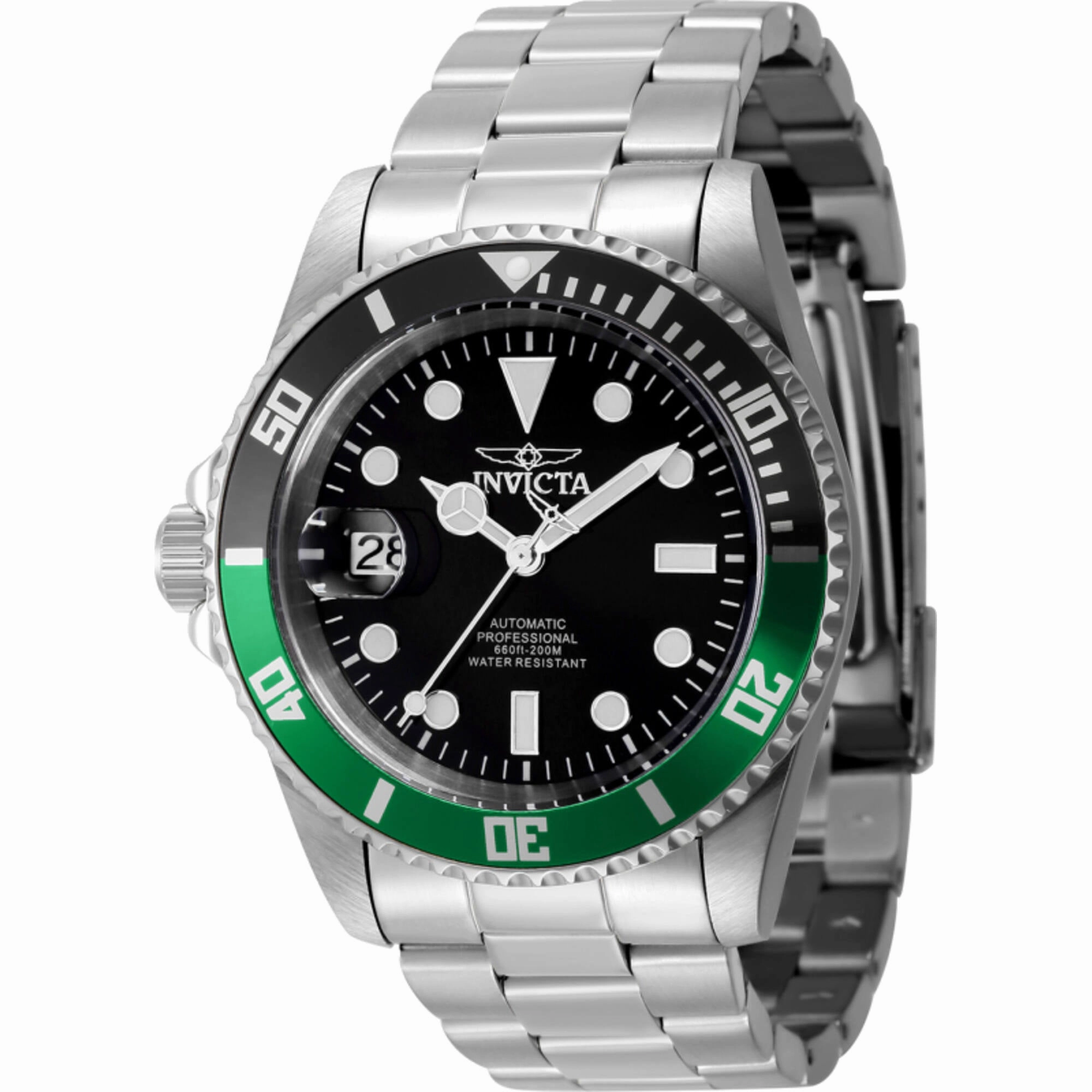 Invicta Men's Watch - Pro Diver Automatic Black Dial Silver Steel Bracelet | 43975