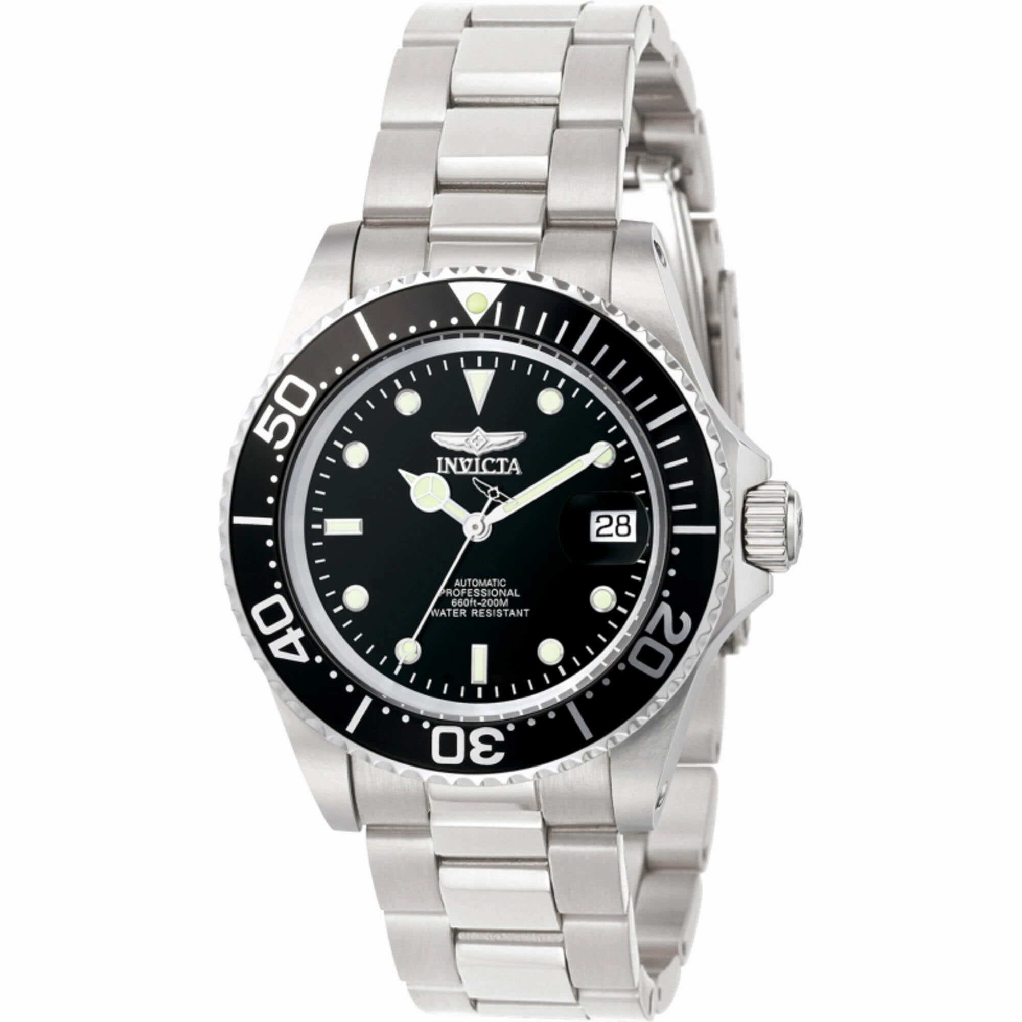 Invicta Men's Watch - Pro Diver Automatic Black Dial Silver Steel Bracelet | 8926OB
