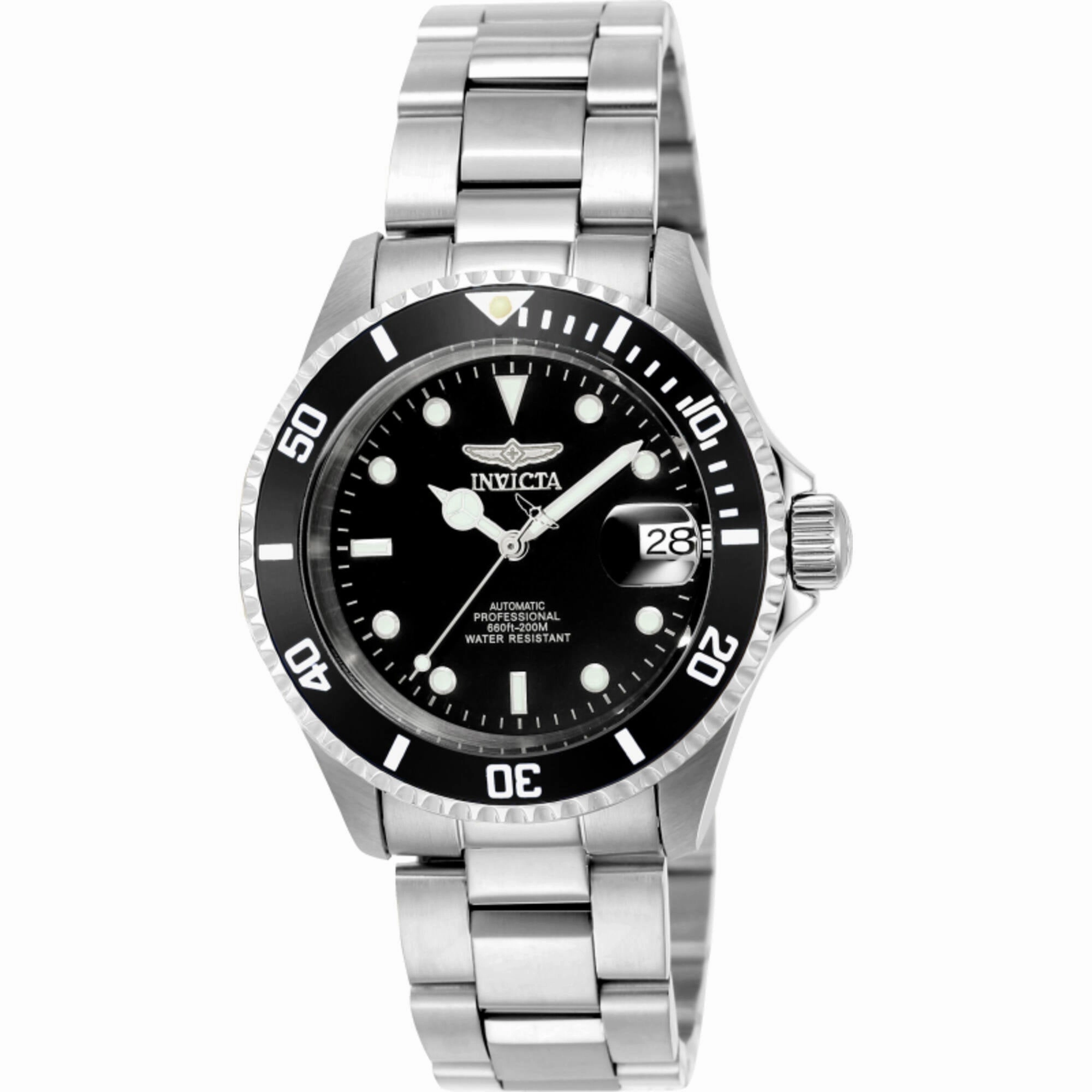 Invicta Men's Watch - Pro Diver Automatic Black Dial Silver Steel Bracelet | 9937OB