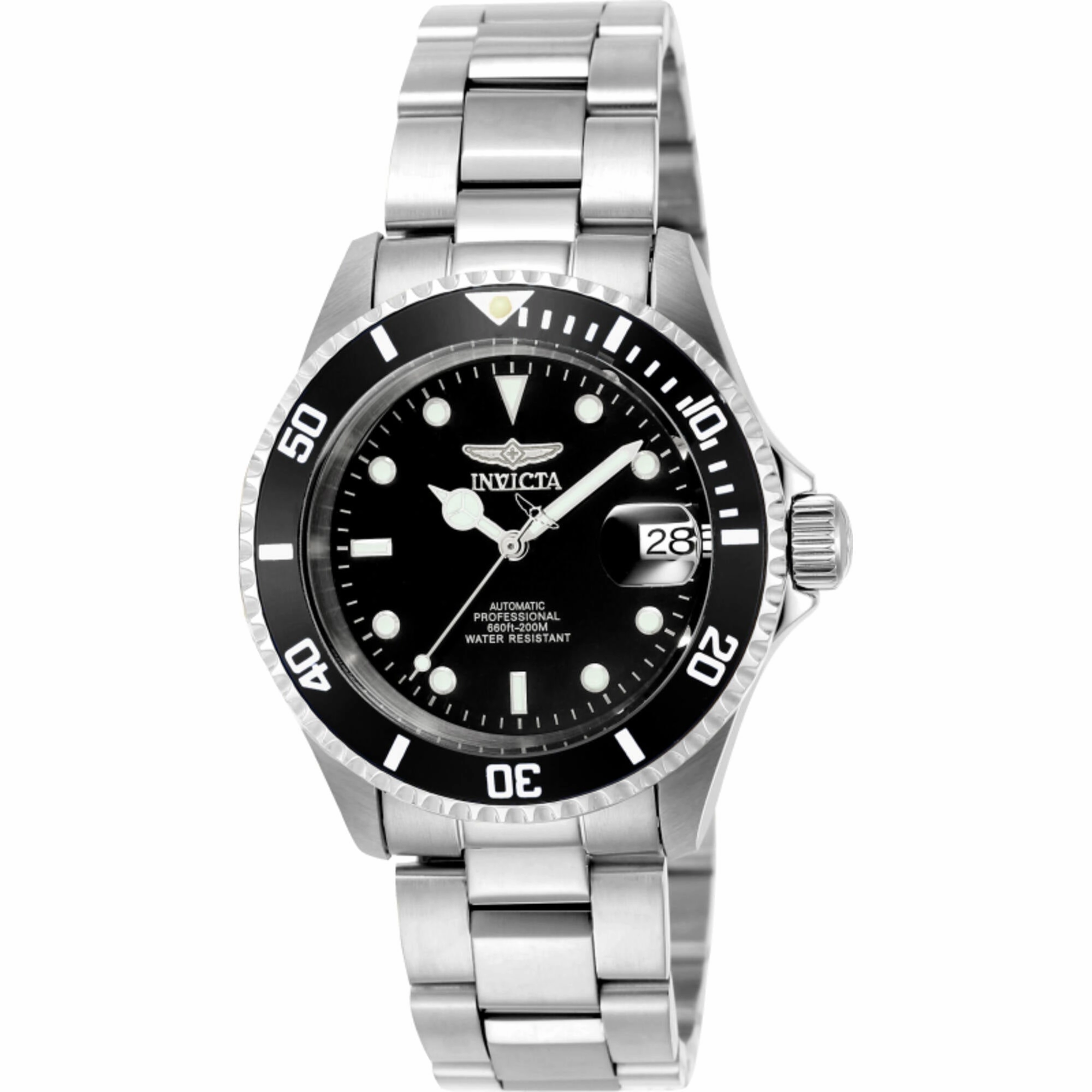 Invicta Men's Watch - Pro Diver Automatic Black Dial Silver Steel Bracelet | 9937OB