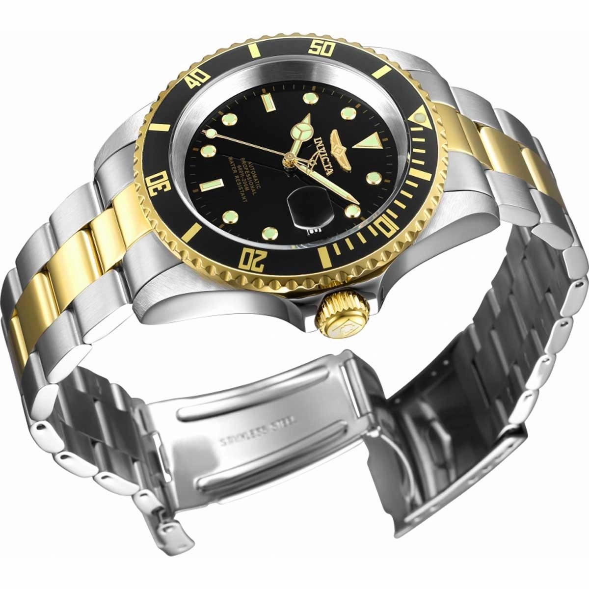 Invicta Men's Watch - Pro Diver Automatic Black Dial Two Tone Bracelet | 8927OBXL
