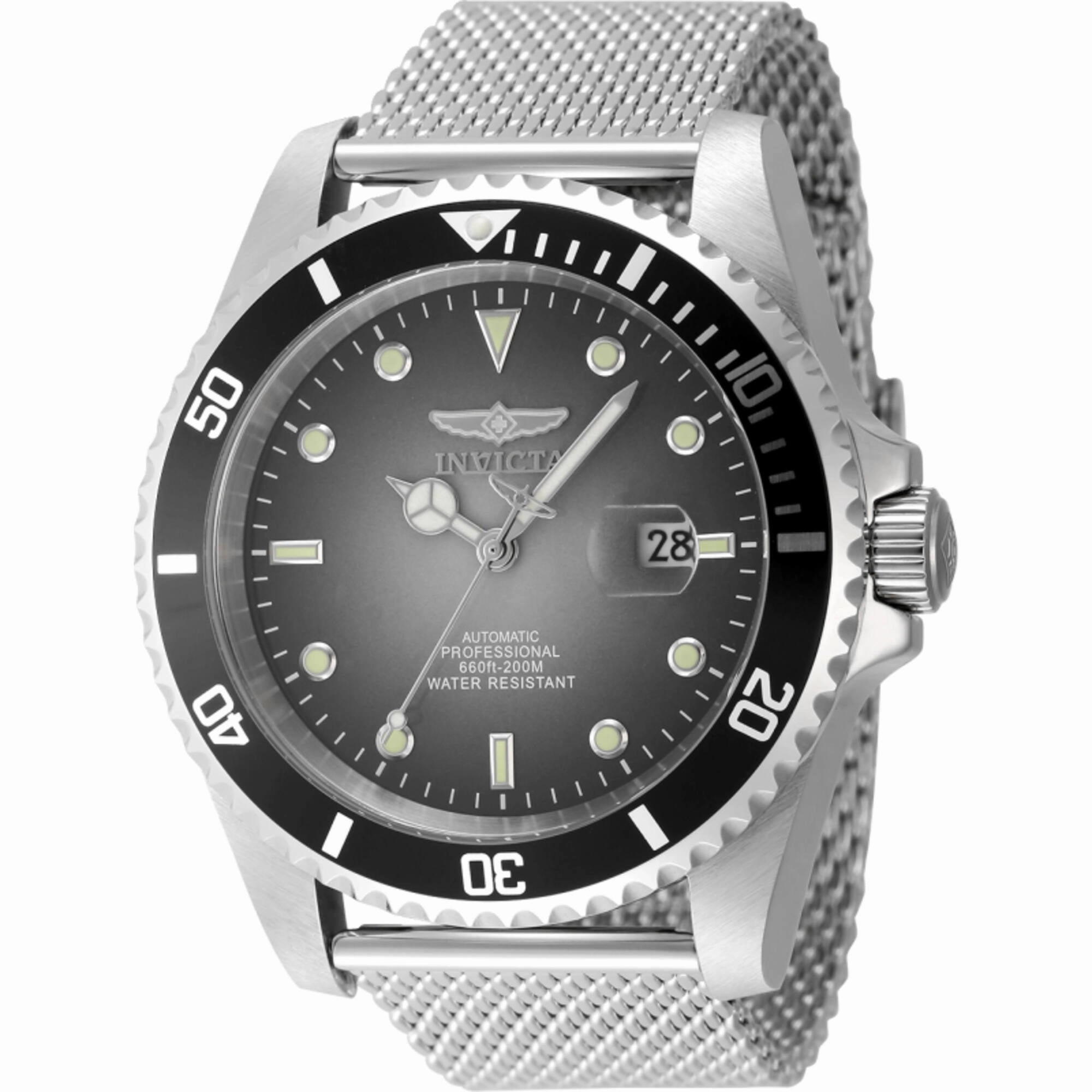 Invicta Men's Watch - Pro Diver Automatic Grey Dial Silver Tone Mesh Bracelet | 48629