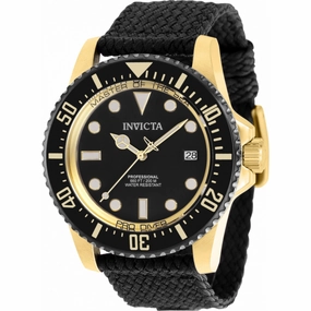 Invicta Men's Watch - Pro Diver Automatic Yellow Gold Case Black Dial Strap | 38238