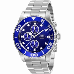 Invicta Men's Watch - Pro Diver Chronograph Blue Dial Silver Steel Bracelet | 28690
