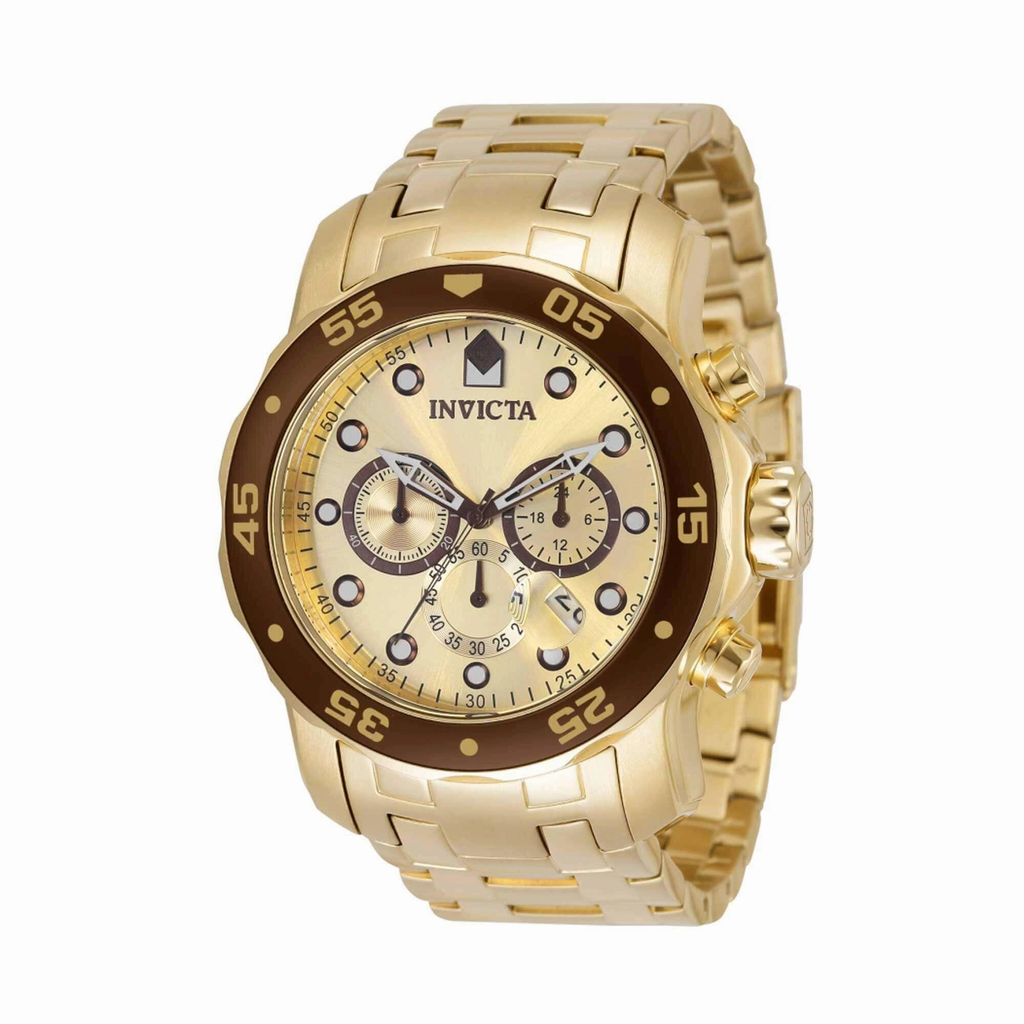Invicta Men's Watch - Pro Diver Chronograph Gold Tone Dial Rotating Bezel | 36359