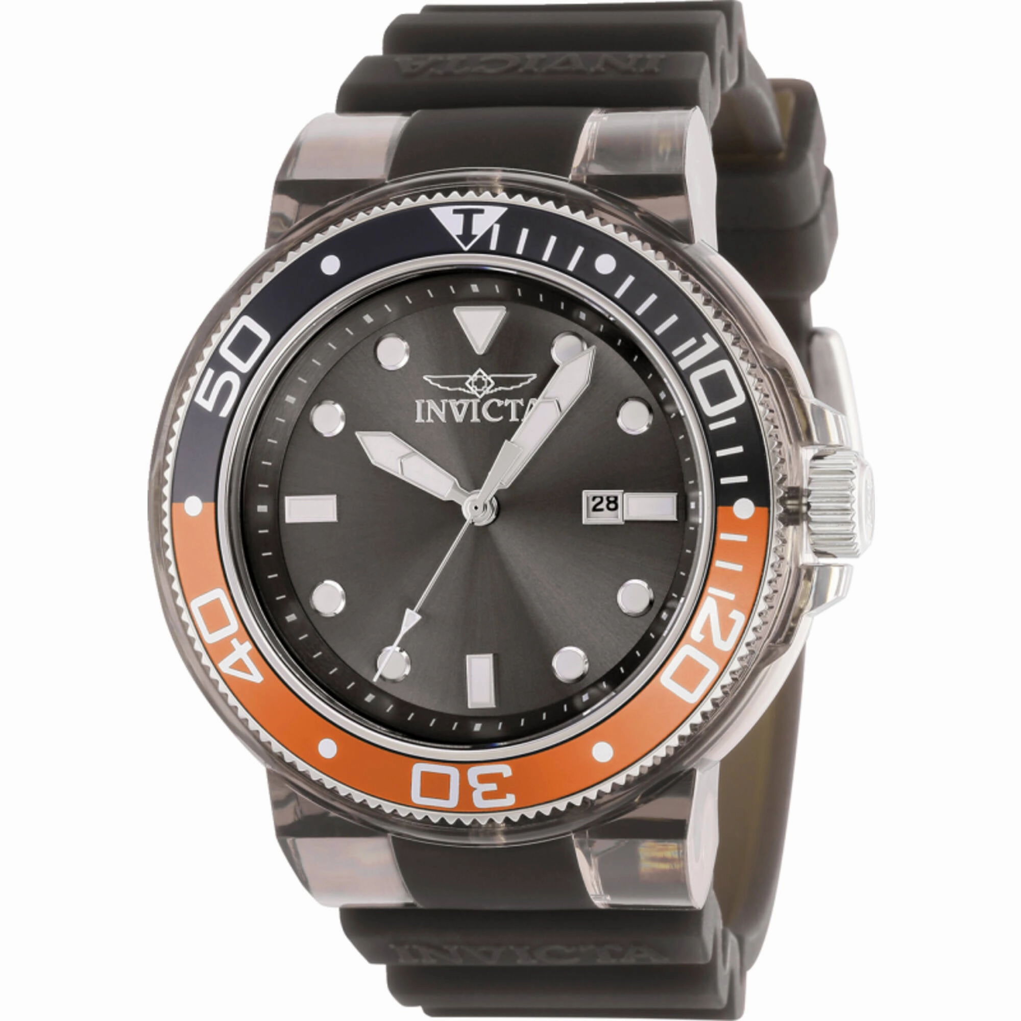 Invicta Men's Watch - Pro Diver Date Transparent Black Silicone Strap Quartz | 38887