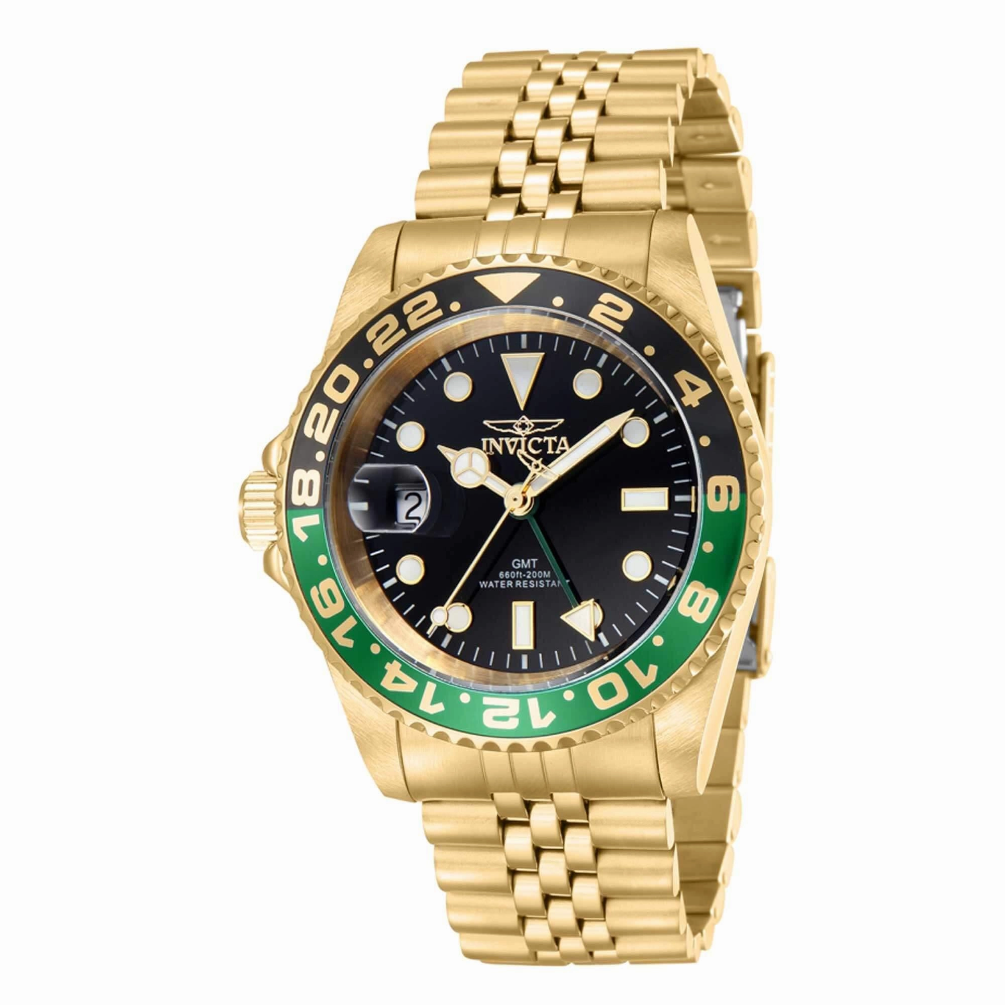Invicta Men's Watch - Pro Diver Green and Black Bezel Yellow Gold Bracelet | 43973