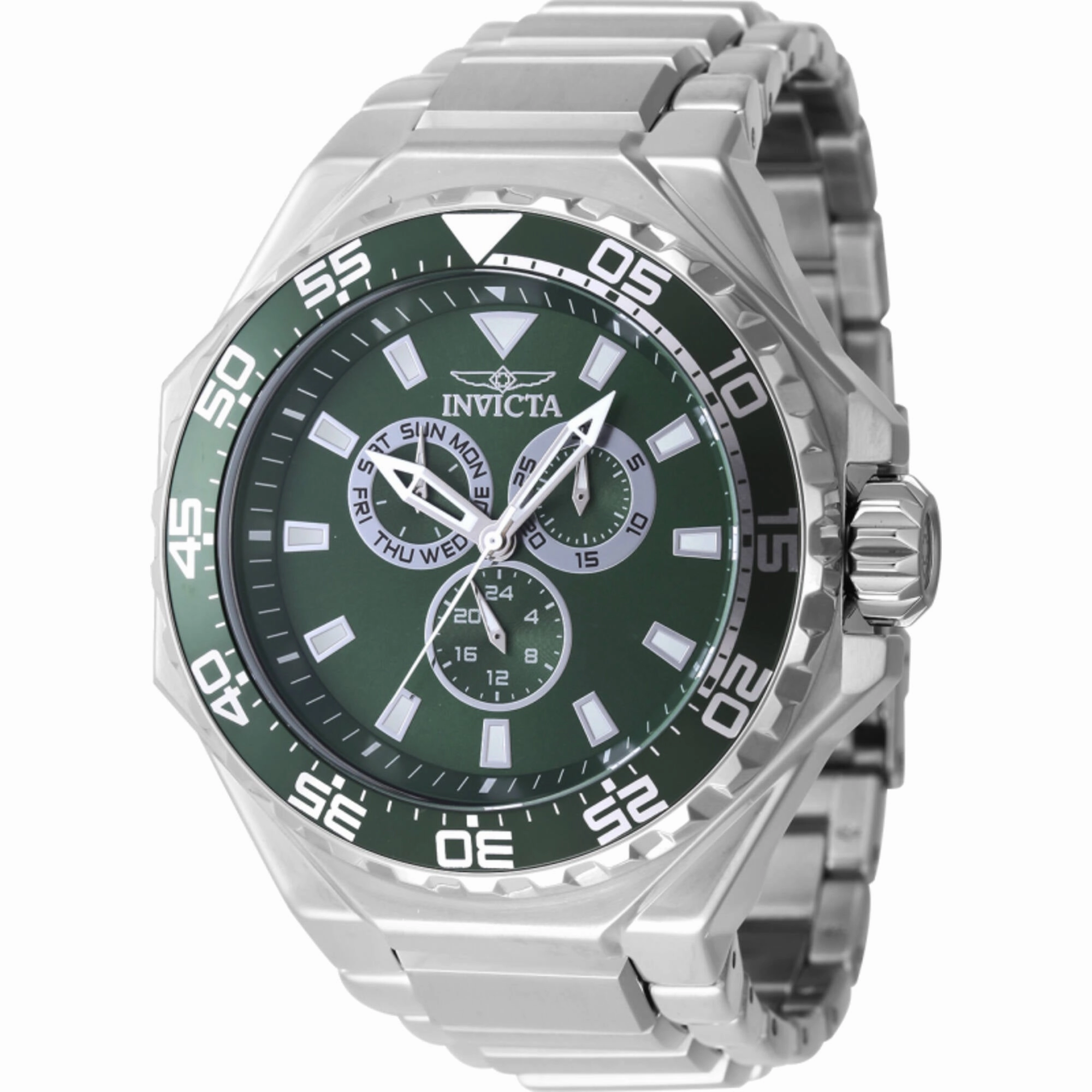 Invicta Men's Watch - Pro Diver Green Dial Silver Stainless Steel Bracelet | 46557
