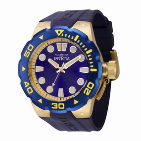 Invicta Men's Watch - Pro Diver Quartz Blue and Gold Tone Dial Rubber Strap | 37740