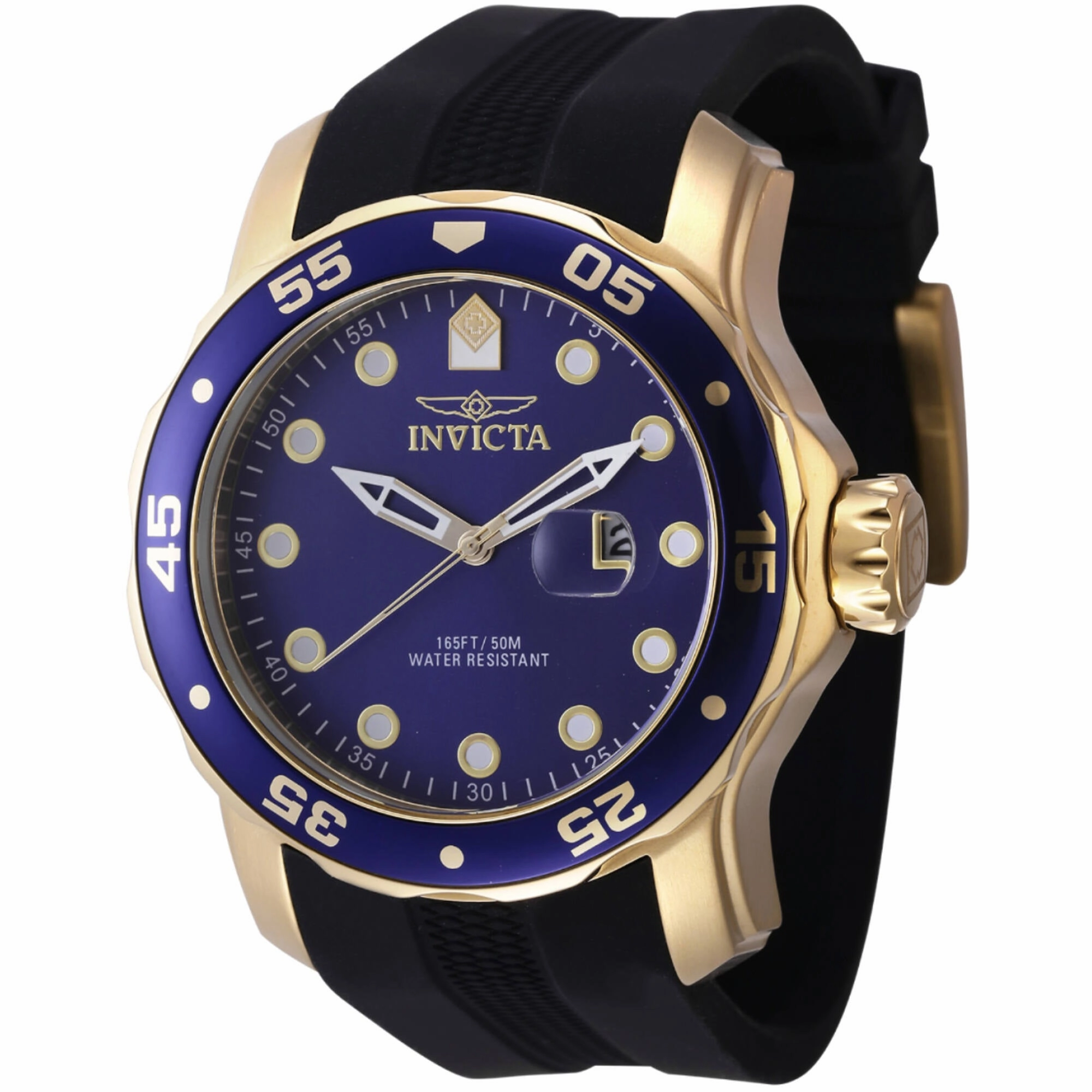 Invicta Men's Watch - Pro Diver Quartz Blue Dial Black Silicone Rubber Strap | 45737