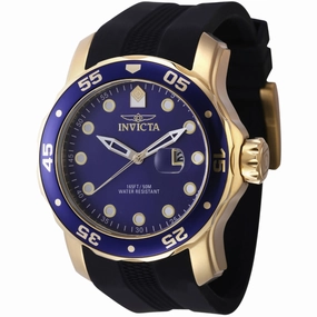 Invicta Men's Watch - Pro Diver Quartz Blue Dial Black Silicone Rubber Strap | 45737